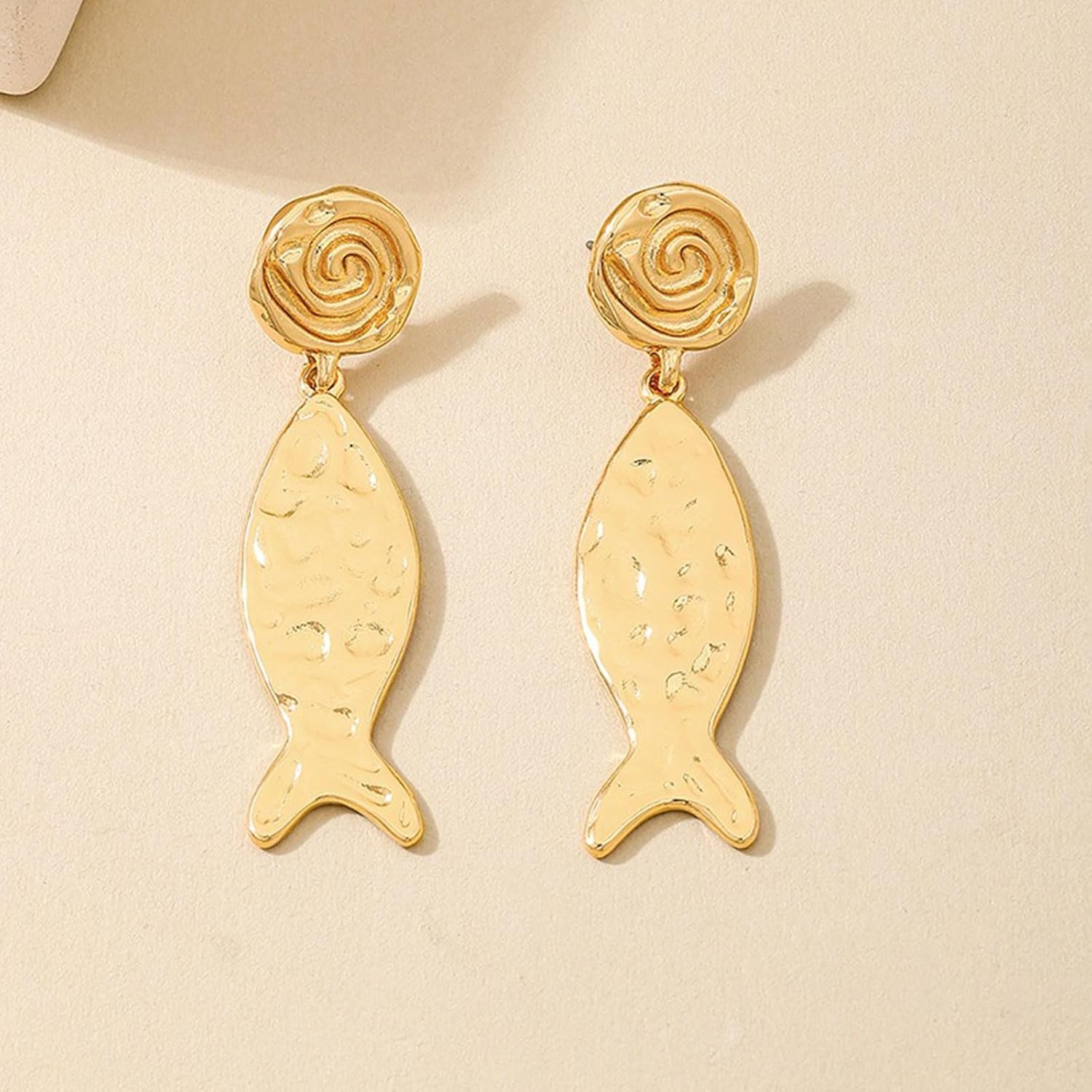 Gold Fish Earrings for Women Dainty Fish Conch Drop Earrings Ocean Animal Earring Trendy Summer Vacation Jewelry Gifts for Women - Image 4