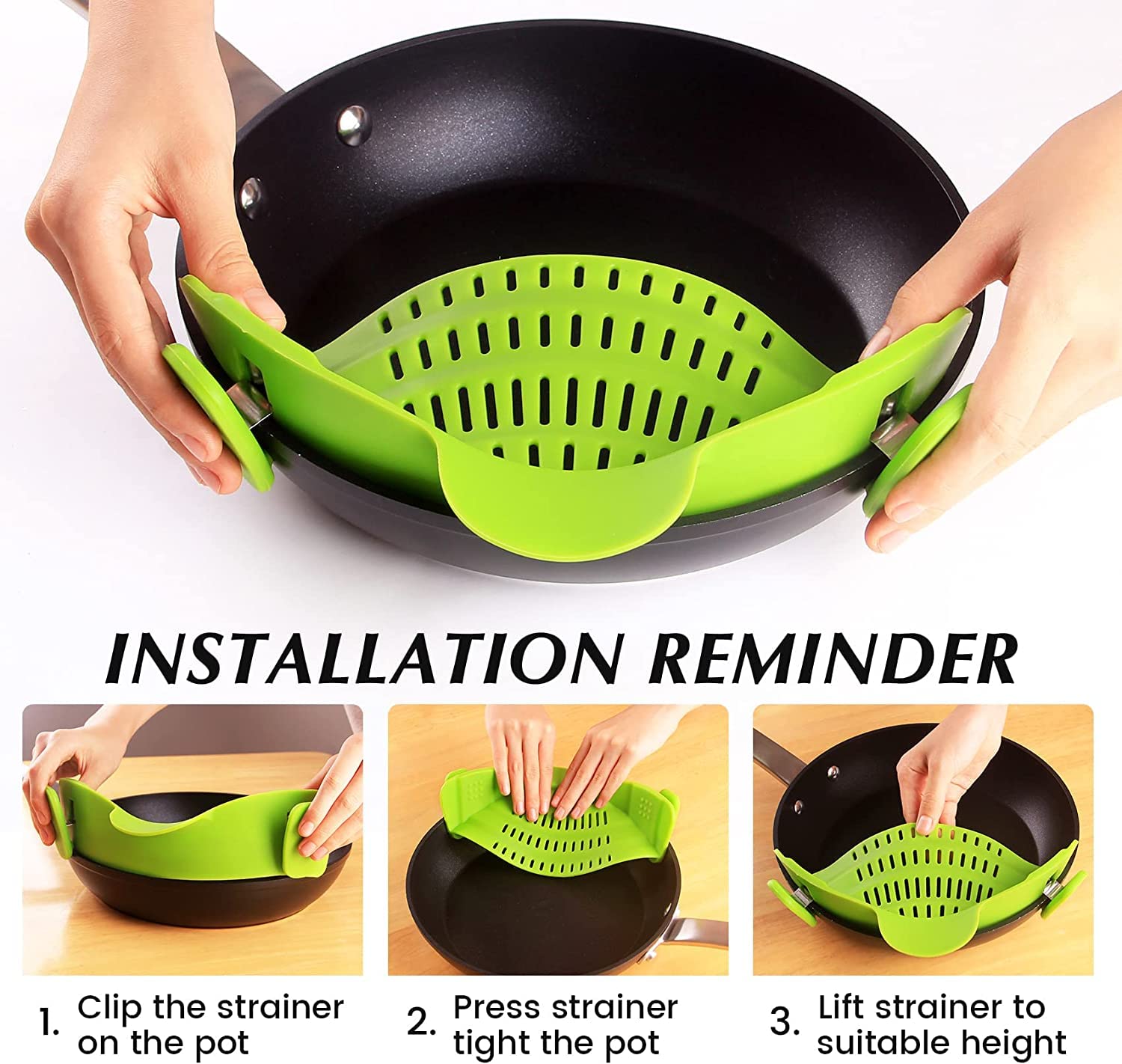 Silikon-Sieb Mit Clip-System | Universal-Küchensieb Für Alle Töpfe | Spülmaschinenfest & Hitzebeständig