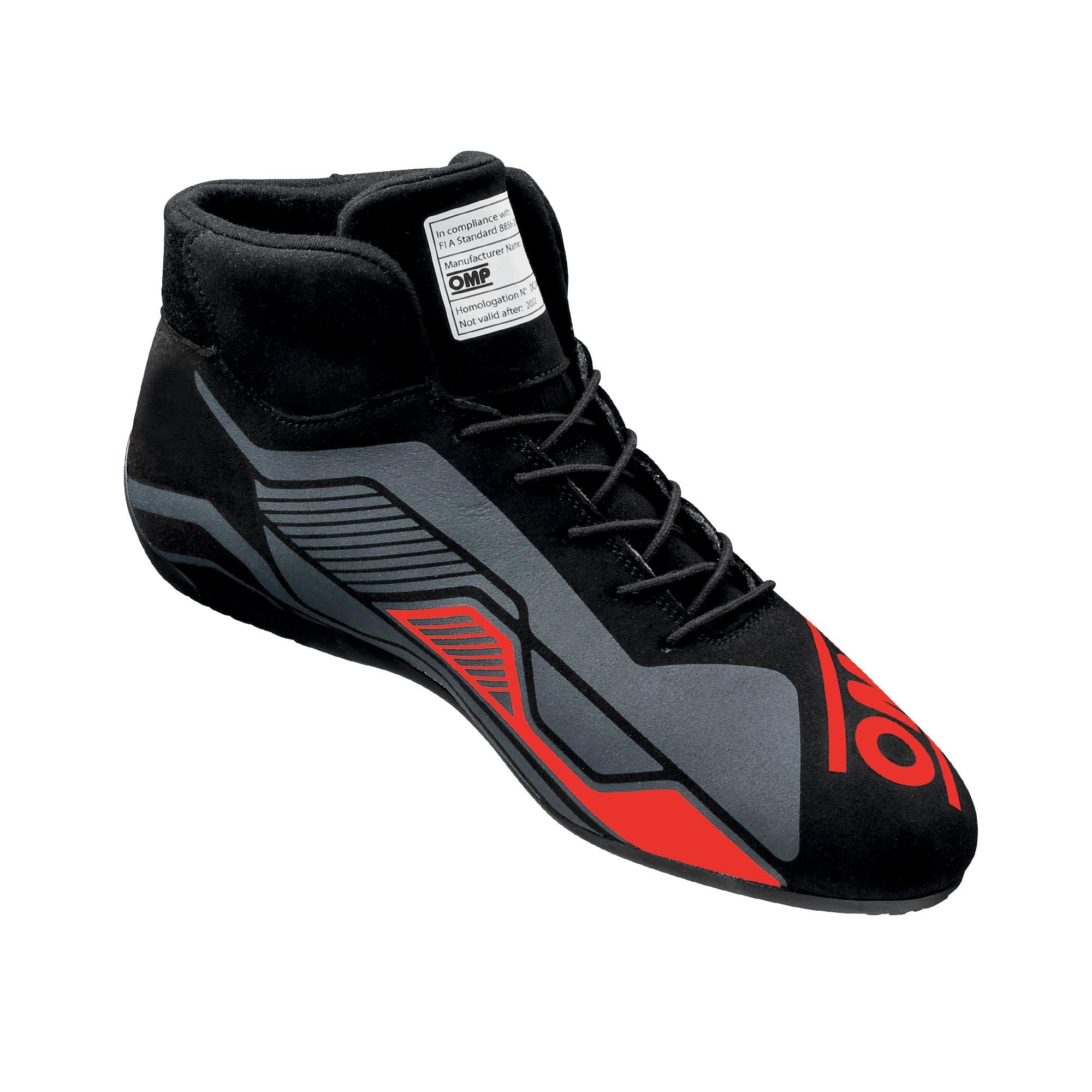 OMP Sport Shoes FIA 8856-2018 - Black/Red - Size 9 (IC0-0829-A01-073-42)
