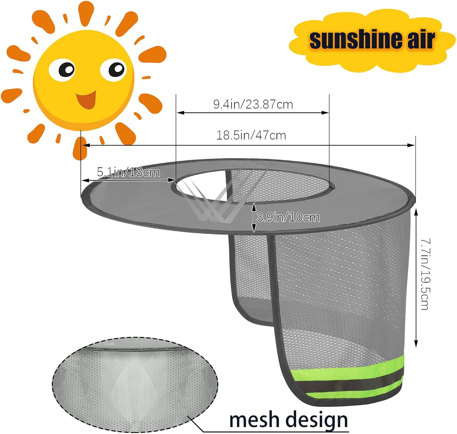 Jspupifip 20 Pack Hard Hat Sun Shade Full Brim Sun Shield High Visibility Visor with Reflective Strip for Hard Hat Accessories Construction Sites