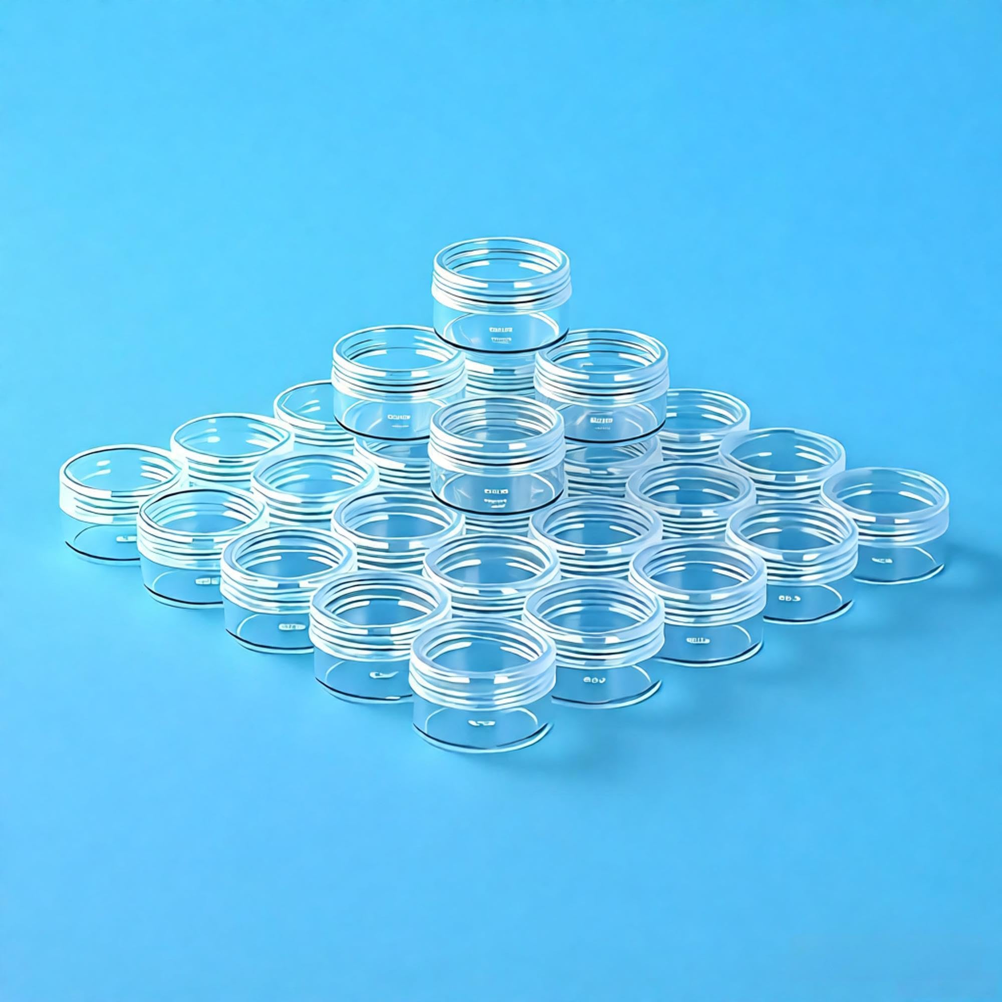 34pcs 5ML Mini Travel Sample Jars，Sample Jars-Leak-proof, screw caps for creams, lipsticks, toner and more durable PET plastic-perfect for outdoor