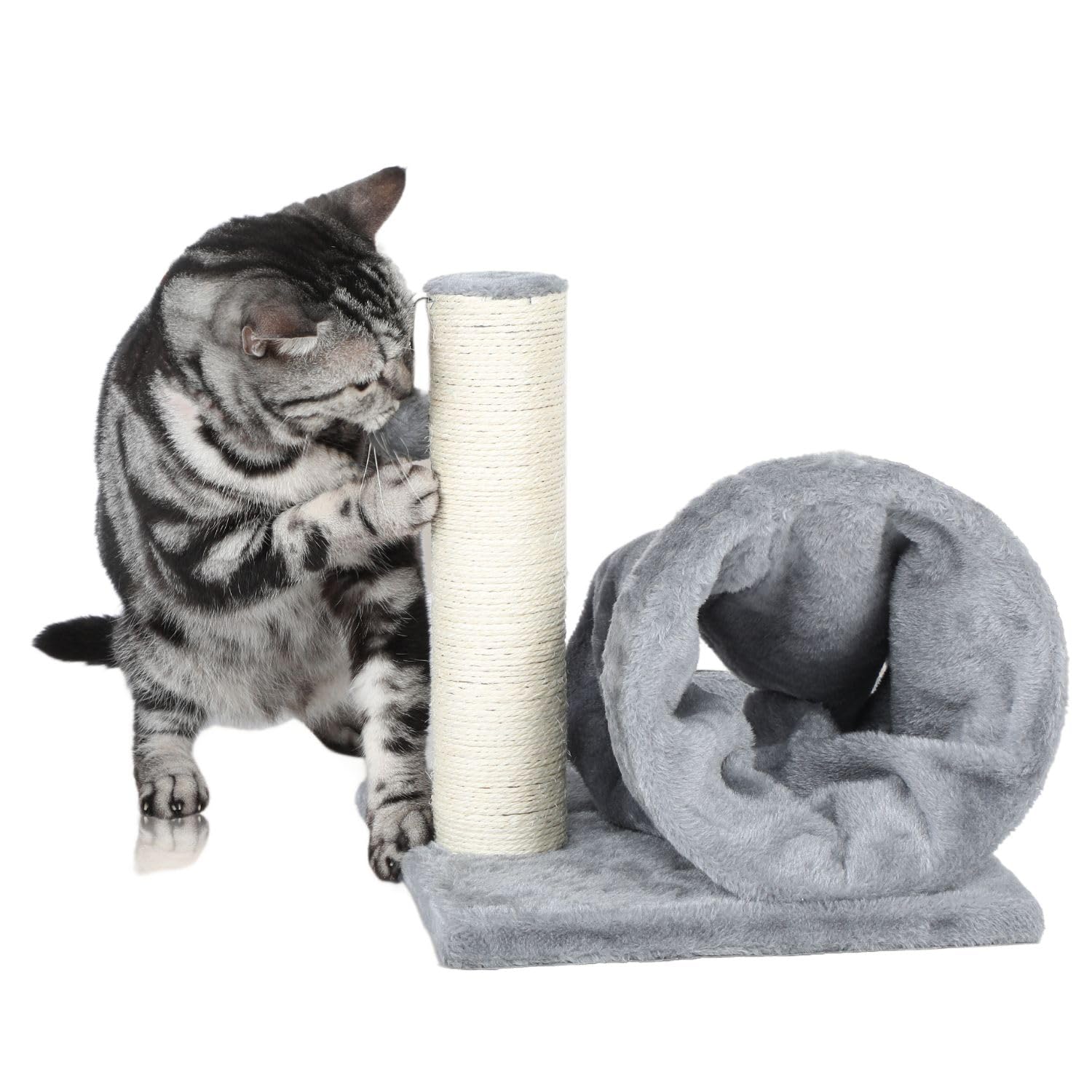 FluffyDream Small Cat Scratching Post with Cat Play Tunnel for Kittens, 11.8