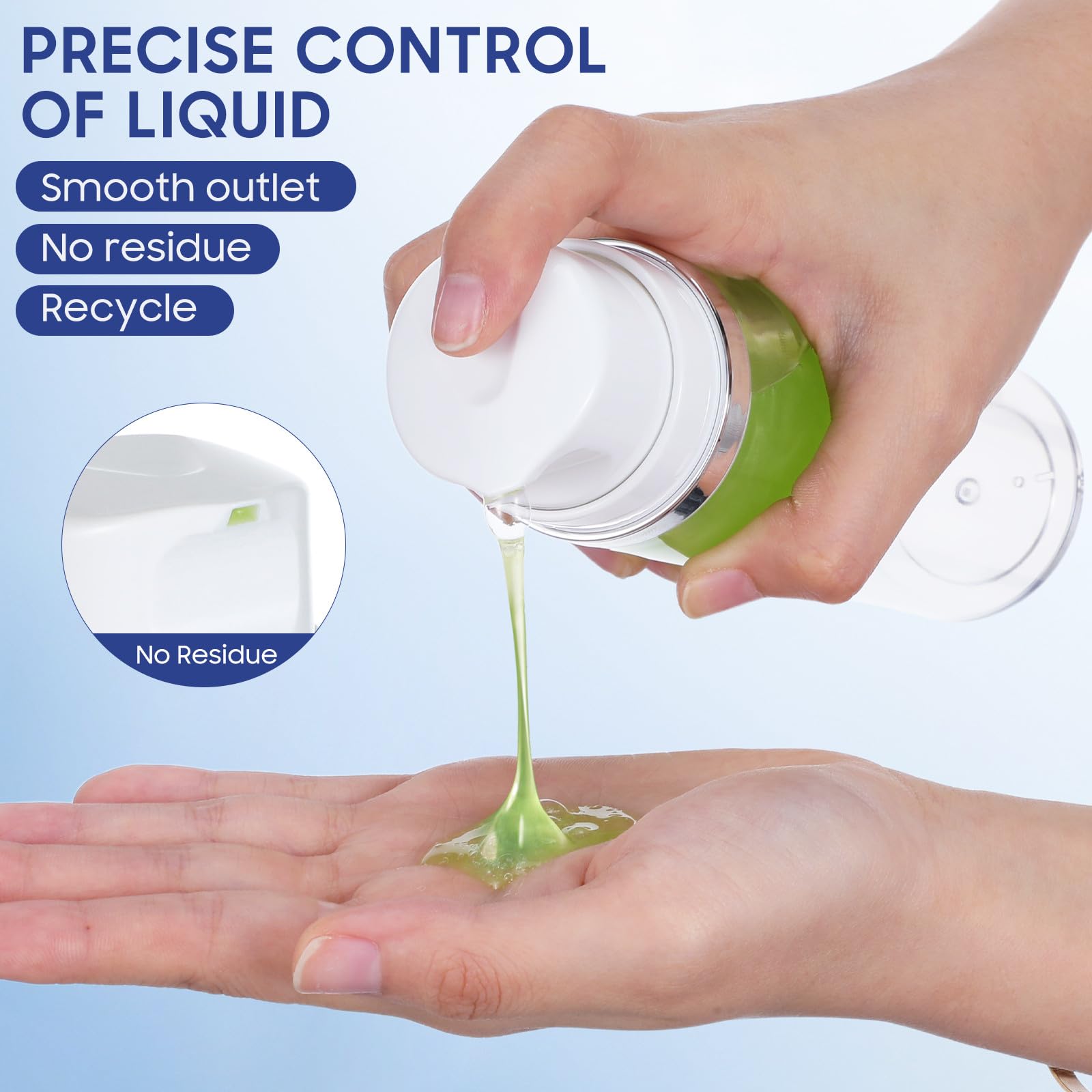 Flacone Pompa Airless 150ml 2 Pezzi Contenitore per Lozione Trasparente Abs Bottiglia da Viaggio Coperchio Erogatore per Crema Viso e Balsamo Adatto a Viaggi e Uso Quotidiano