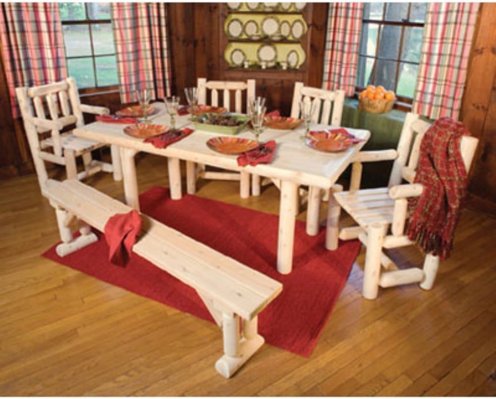 Rustic Cedar Furniture Old Country 6 Piece Dining Room Set with Bench