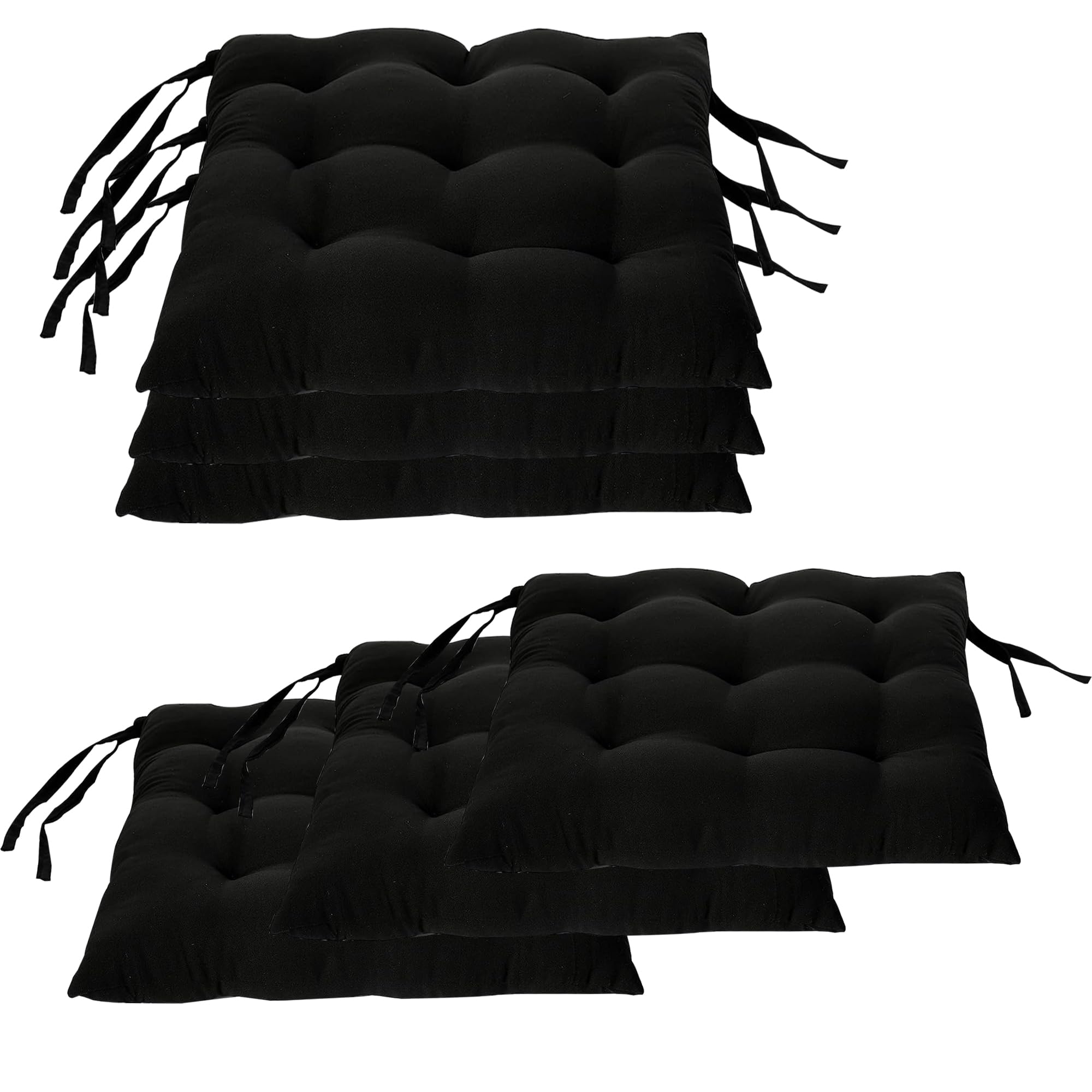 Kuber Industries Pack of 6 Chair Pad | Microfiber Square Chair Pad with Ties | Soft & Comfortable Sitting | Chair Cushion Pad | Chair Seat Cushion for Office-Home | Black (B0D7C1NXQL) Amazon Price History, Amazon Price Tracker