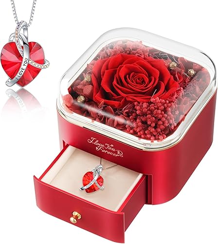 Miniatura 6 de EleShow Rosa púrpura real preservada, regalos de flores eternas para mamá, abuela, esposa, novia en Navidad, día de San Valentín, día de la madre,