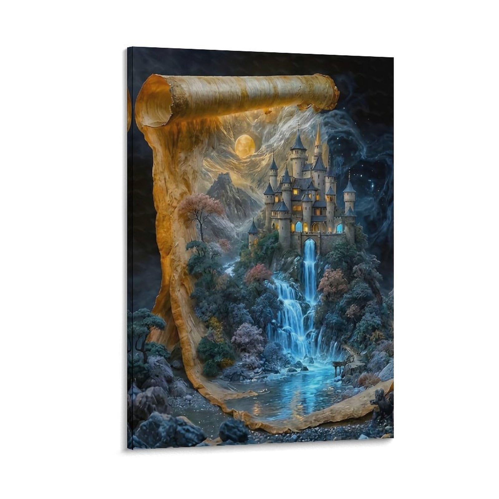 DHBANEIOK Fantasy Castle Scroll Poster Artwork Canvas Prints Picture Modern Wall Art Picture Wall Hanging for Home Decorations 12x18inch(30x45cm)