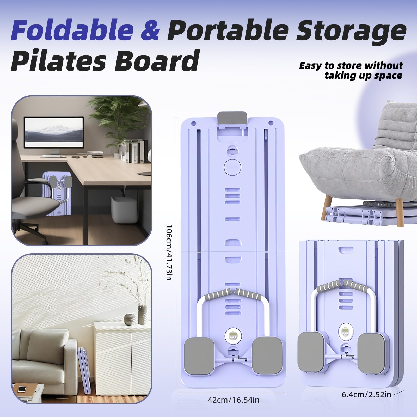 Pilates Reformer, Pilates Board Pieghevole, Tavola da Pilates Multifunzione per Casa con Macchina per Esercizi Addominali Rimbalzo Automatico, Supporto per Pompes e Corda Elastica