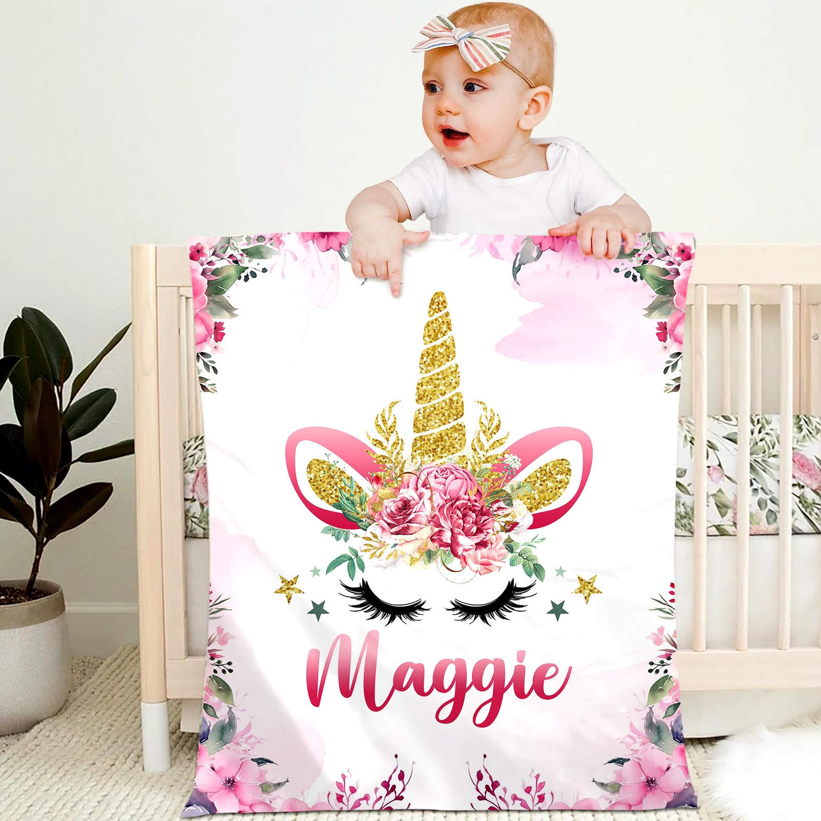 Personalised Baby Blanket with Name Custom 150x200cm Children Girl Boy Kid Throw Blanket Soft Cozy Flannel Name Blanket Animal Elephant Panda Gifts for Newborn Toddlers Adults Birthday Christmas,K