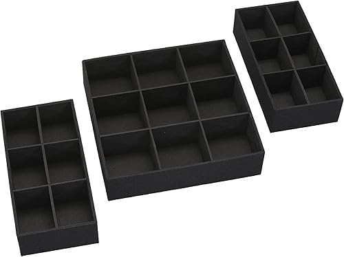Household Essentials Juego de 3 piezas organizador de cajones negro