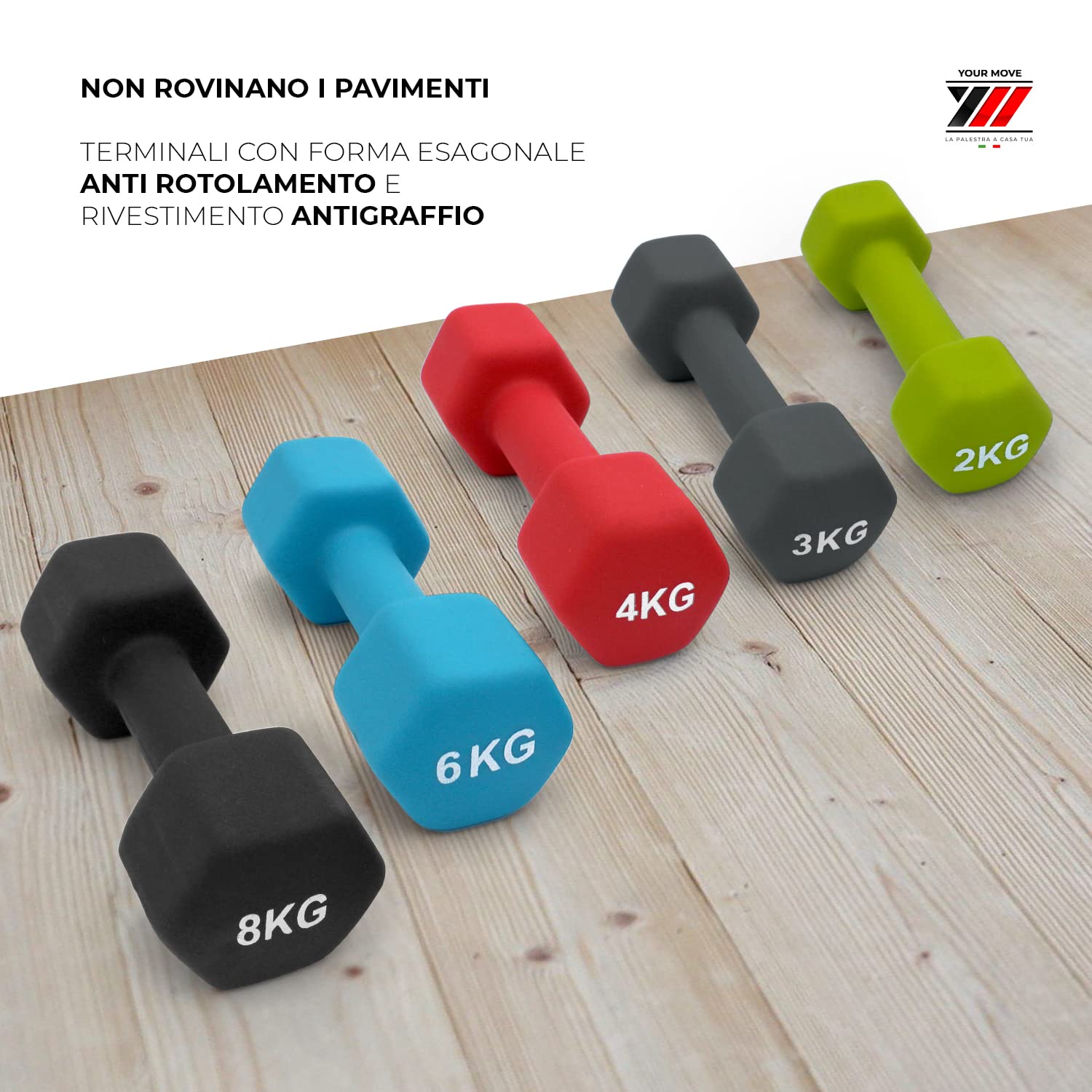YM Manubri in Neoprene Terminale Forma Esagonale, Anti Rotolamento, Morbidi Manubri per Fitness con Anima in Ghisa, Perfetti per Yoga ed Esercizi Fitness e Riabilitazione a Casa e in Palestra