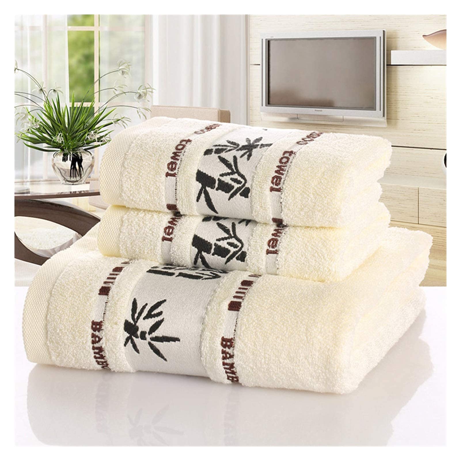 Toallas, Juego de Toallas de Fibra de Bambú Toallas de Baño para el Hogar para Adultos Toalla Facial Toallas de Baño de Lujo Absorbentes Gruesas Toalha de Praia Toalla,Blanco,2 Piezas34X75