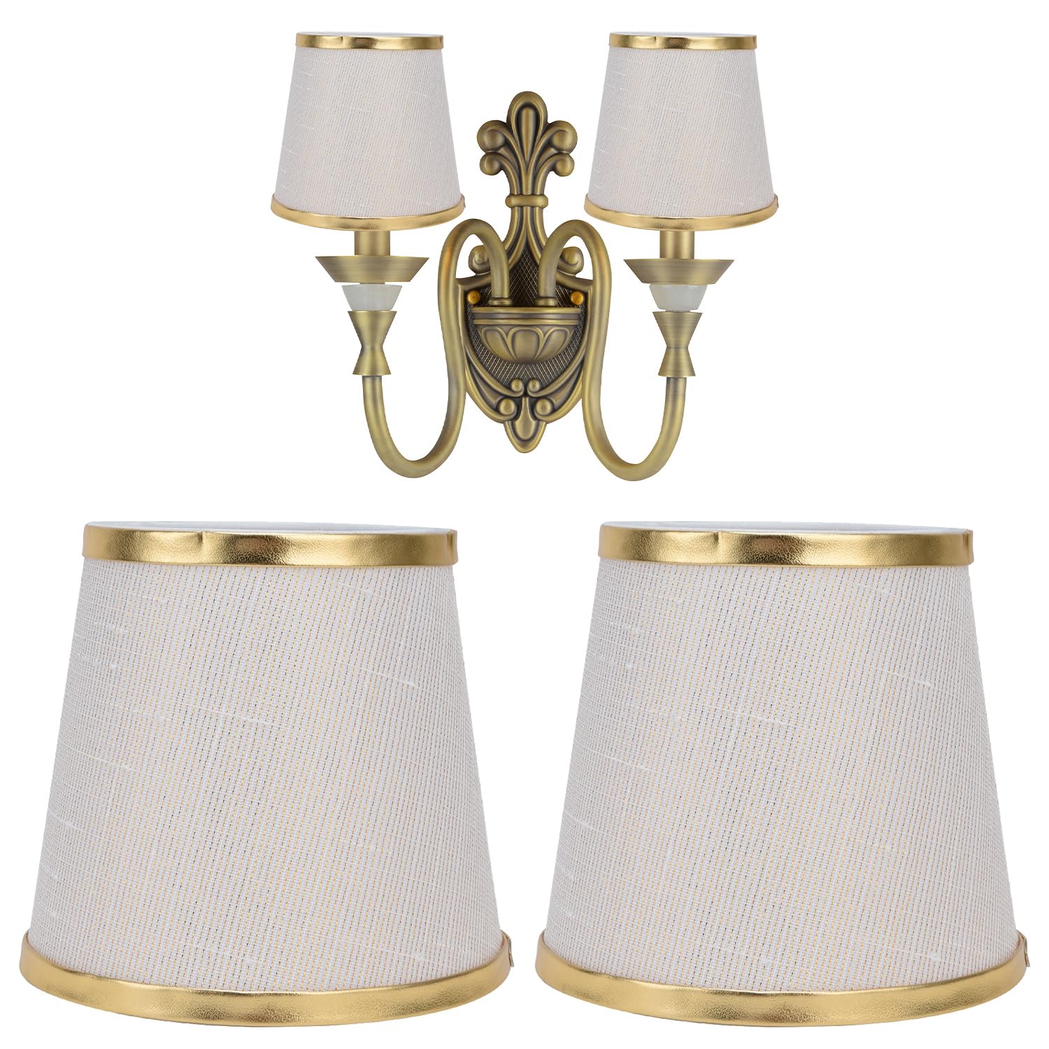 2Pcs Chandelier Lampshade, E14 Fabric Clip Bulb Lamp Shades European Bedroom Pendant Lampshade Living Room Vintage Decoration — image 1