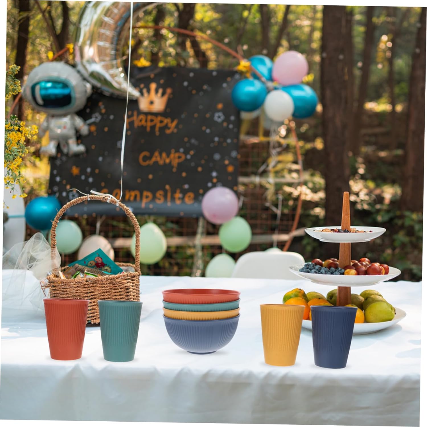 Portable Straw Cutlery and Dinnerware Set Lightweight and Easy to Clean for Camping Picnic Bbq Hiking Outdoor Activities for Camping Enthusiasts