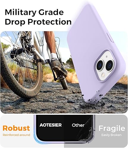 Miniatura 4 de AOTESIER Funda magnética para iPhone 13, compatible con MagSafe, protección militar a prueba de golpes, funda de silicona con forro de microfibra