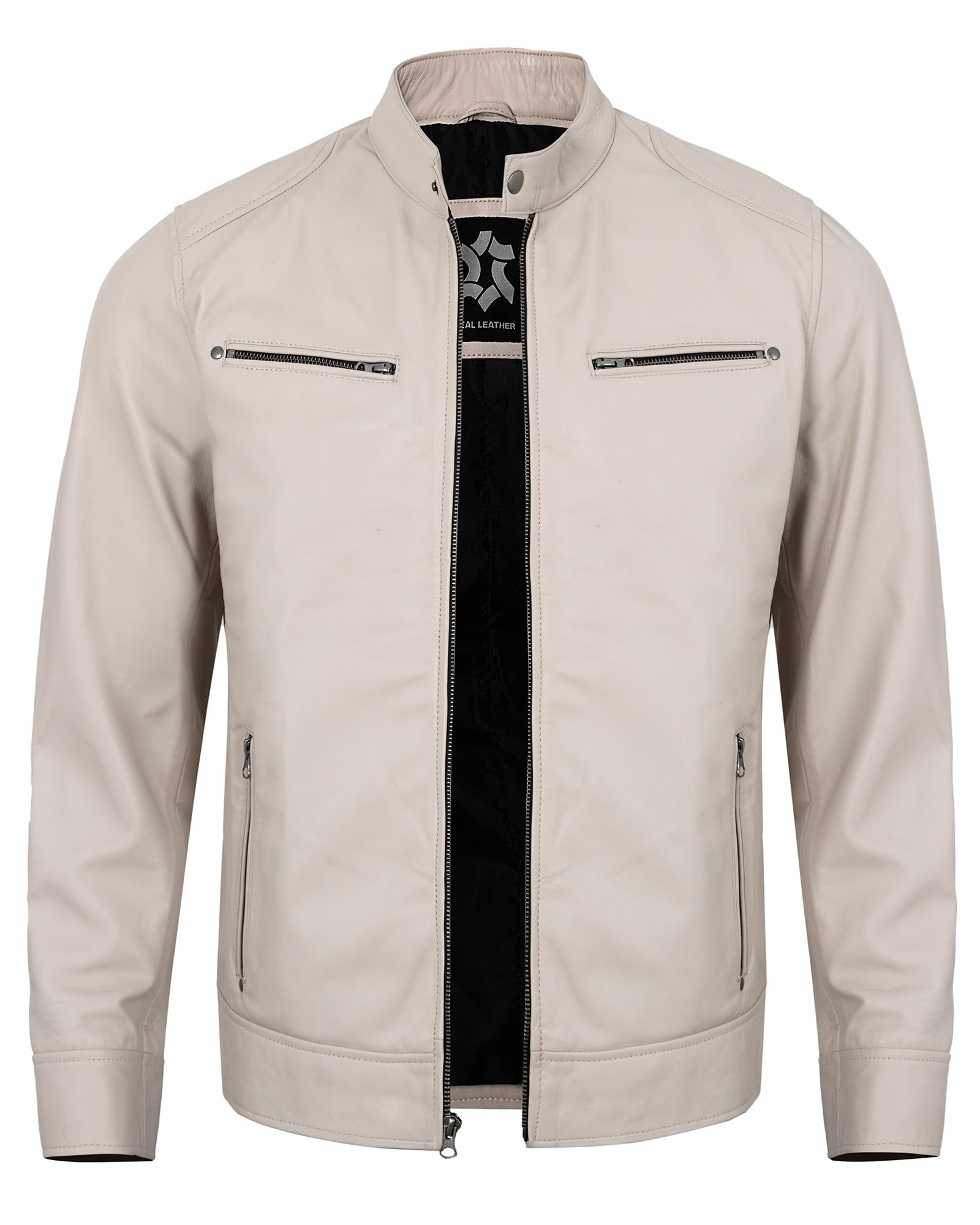 Men's Real Lambskin Cafe Racer Style Leather Jackets For Men