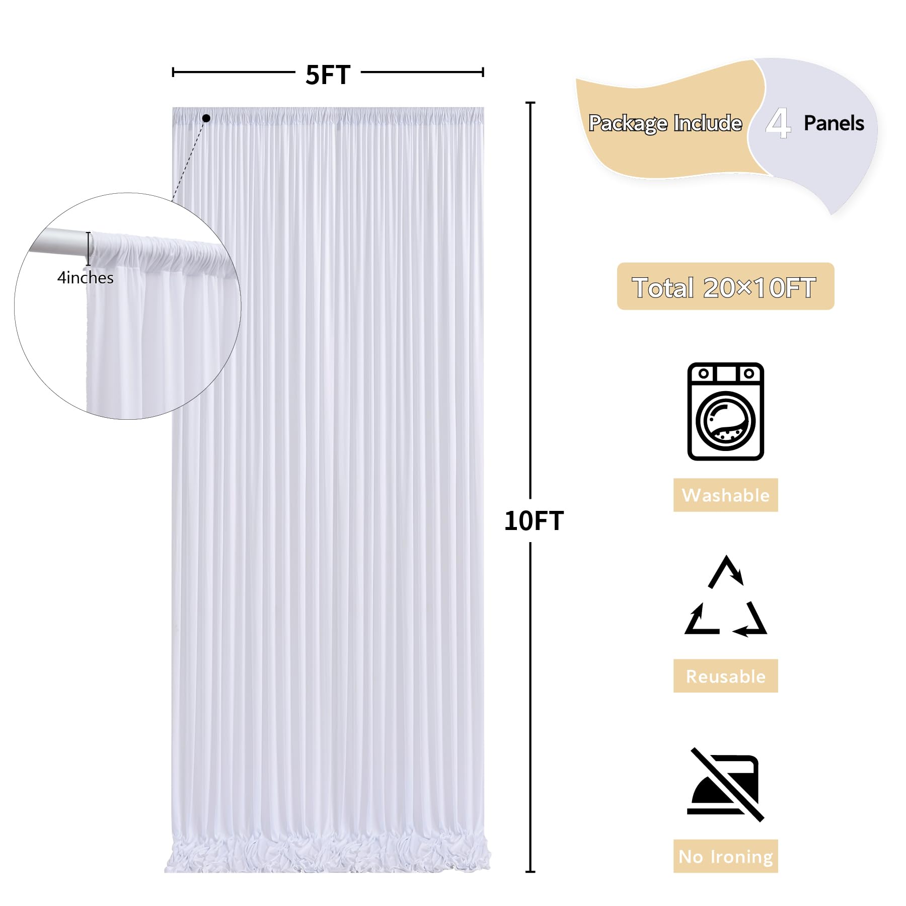 Rideau coulissant (1-6 pcs.) : LYS BLANCS | LUNAPOLIS