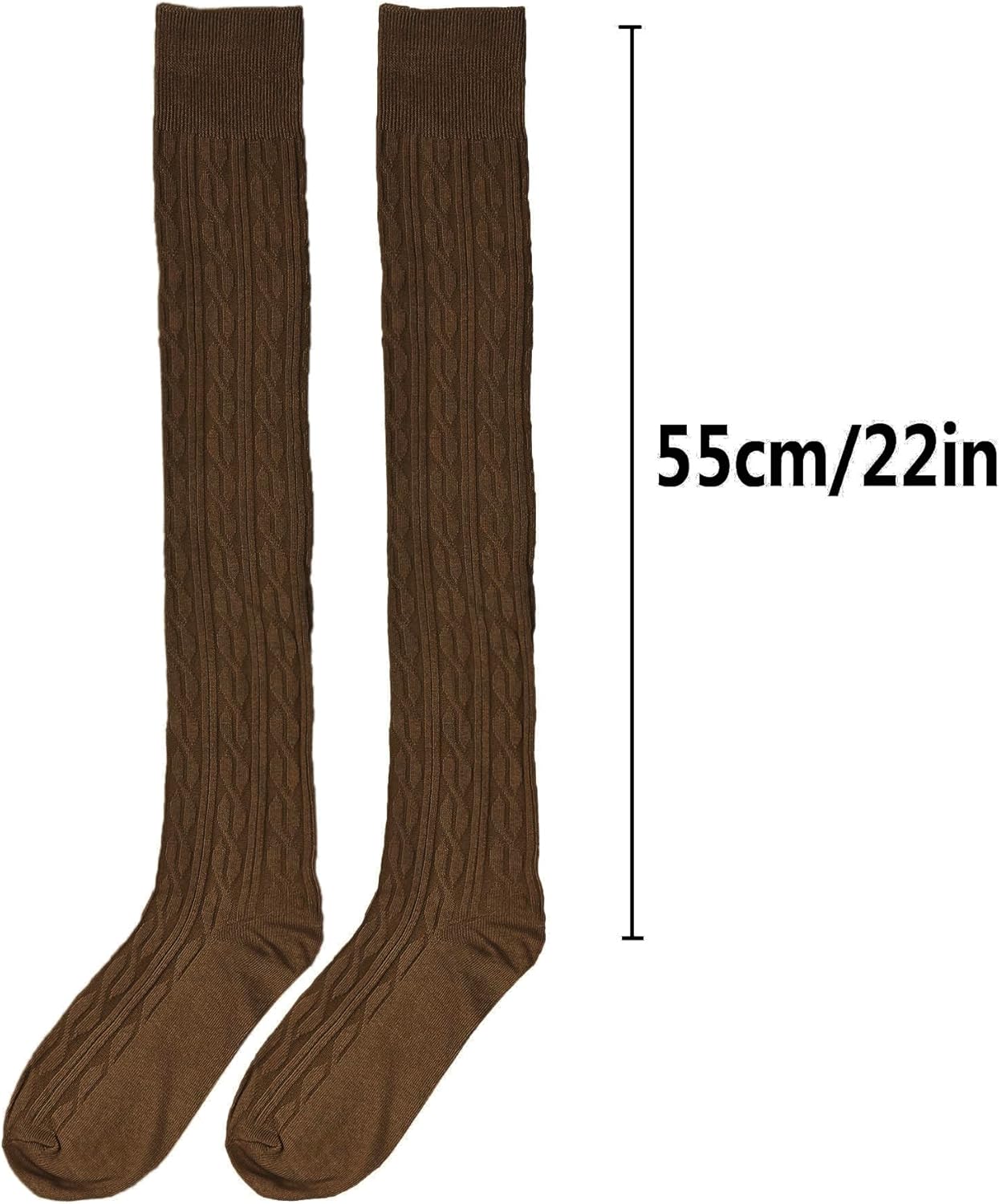 Bestjybt Women Cable Knit Thigh High Socks Cotton Warm Over the Knee Socks Knee High Boot Stockings Leg Warmers - Image 3