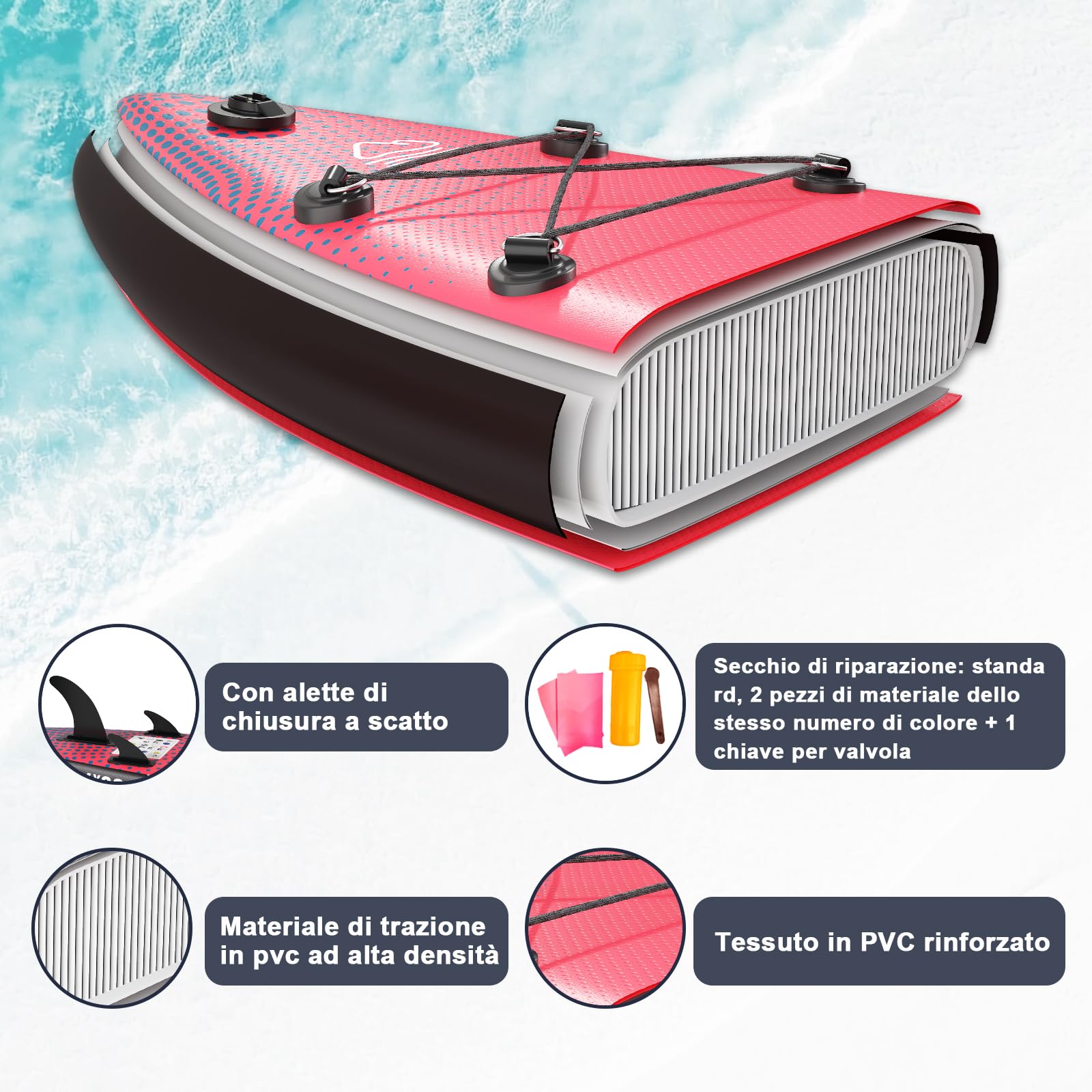 JUMMICO Tavola Sup Gonfiabile, Stand Up Paddling Board, 330 x 76 x 15 cm, Pagaia 2-in-1 con Sella Kayak e Accessori, Portata 160 kg, Ideale per Surf, Pesca e Yoga