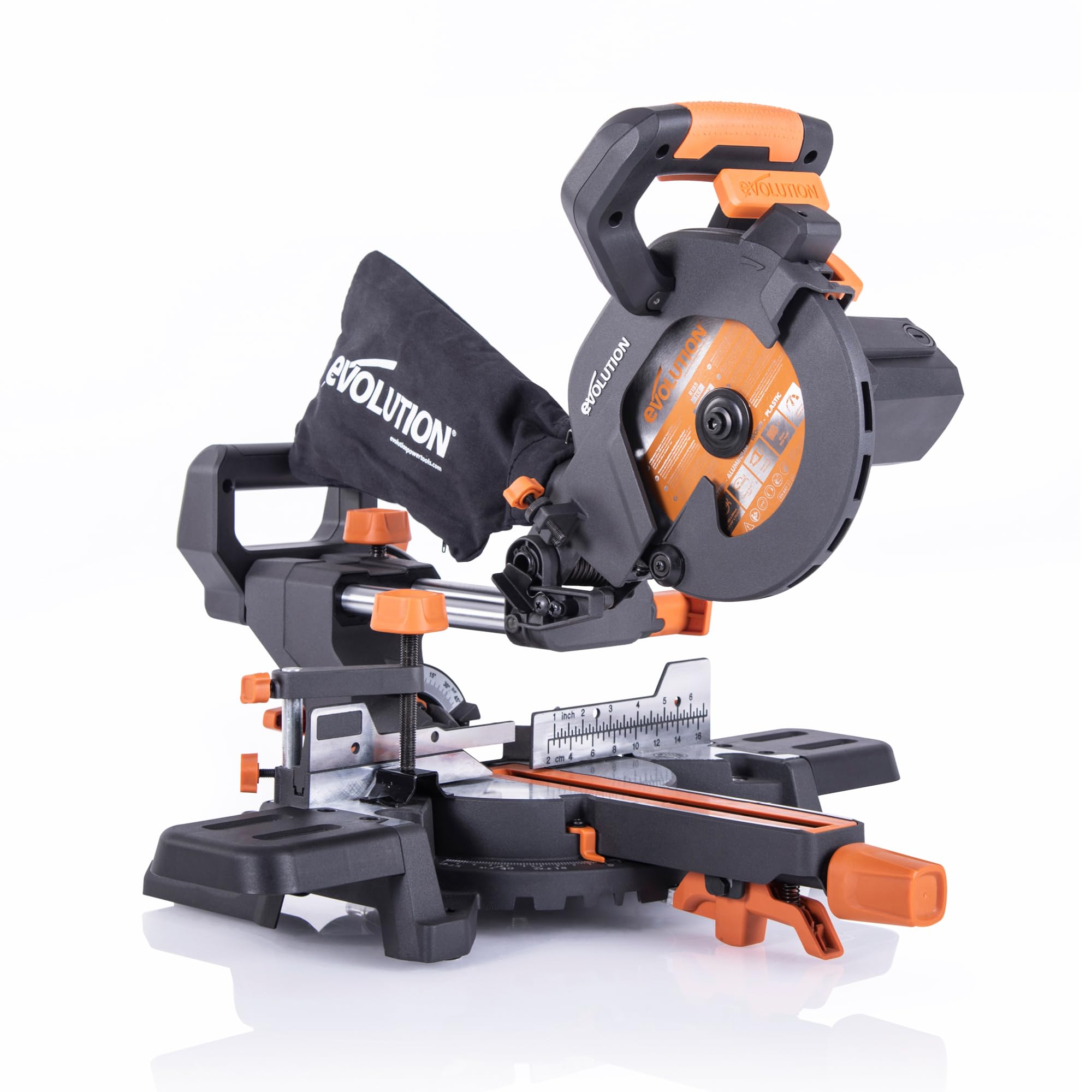 Evolution Power Tools Przesuwna ukośnica R185SMS+ 185 mm 230 V do cięcia drewna, metalu, plastiku