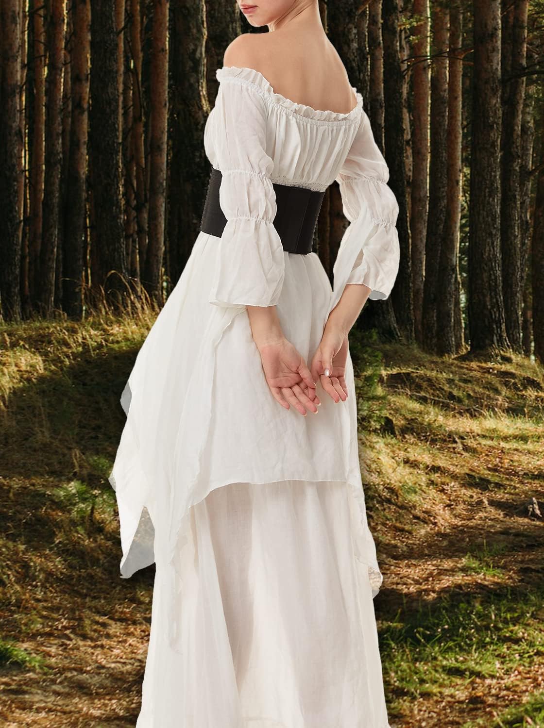 Costume di Halloween da donna medievale, abbigliamento rinascimentale, stile retrò, maxi abito gotico vittoriano, Halloween, carnevale, feste, cocktail, colore bianco, XL