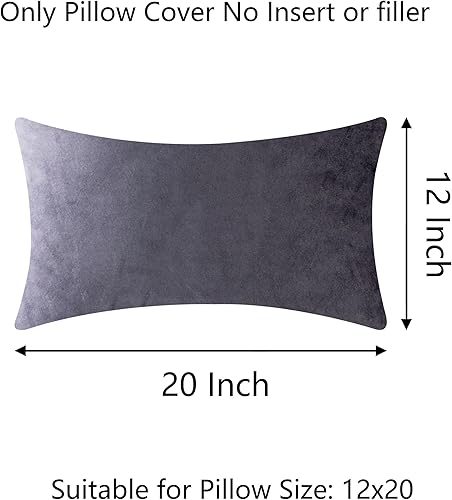 Miniatura 2 de Demetex Juego de 2 fundas de almohada decorativas de felpa morada de 12 x 20 pulgadas, fundas de almohada rectangulares suaves de terciopelo para