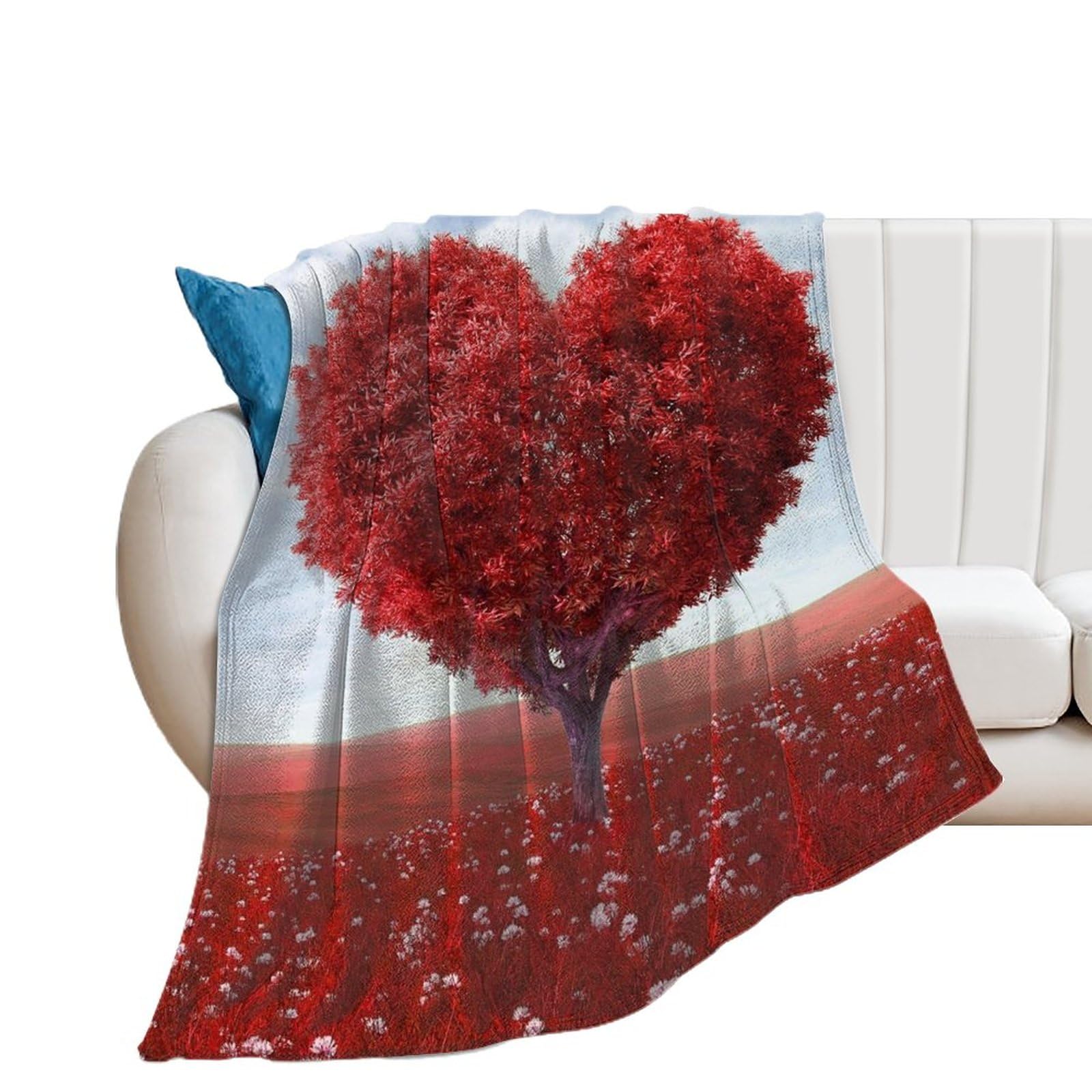 Plaid Canapé Arbre d'Amour 100x130cm | Cadeau Idéal Couverture Polaire