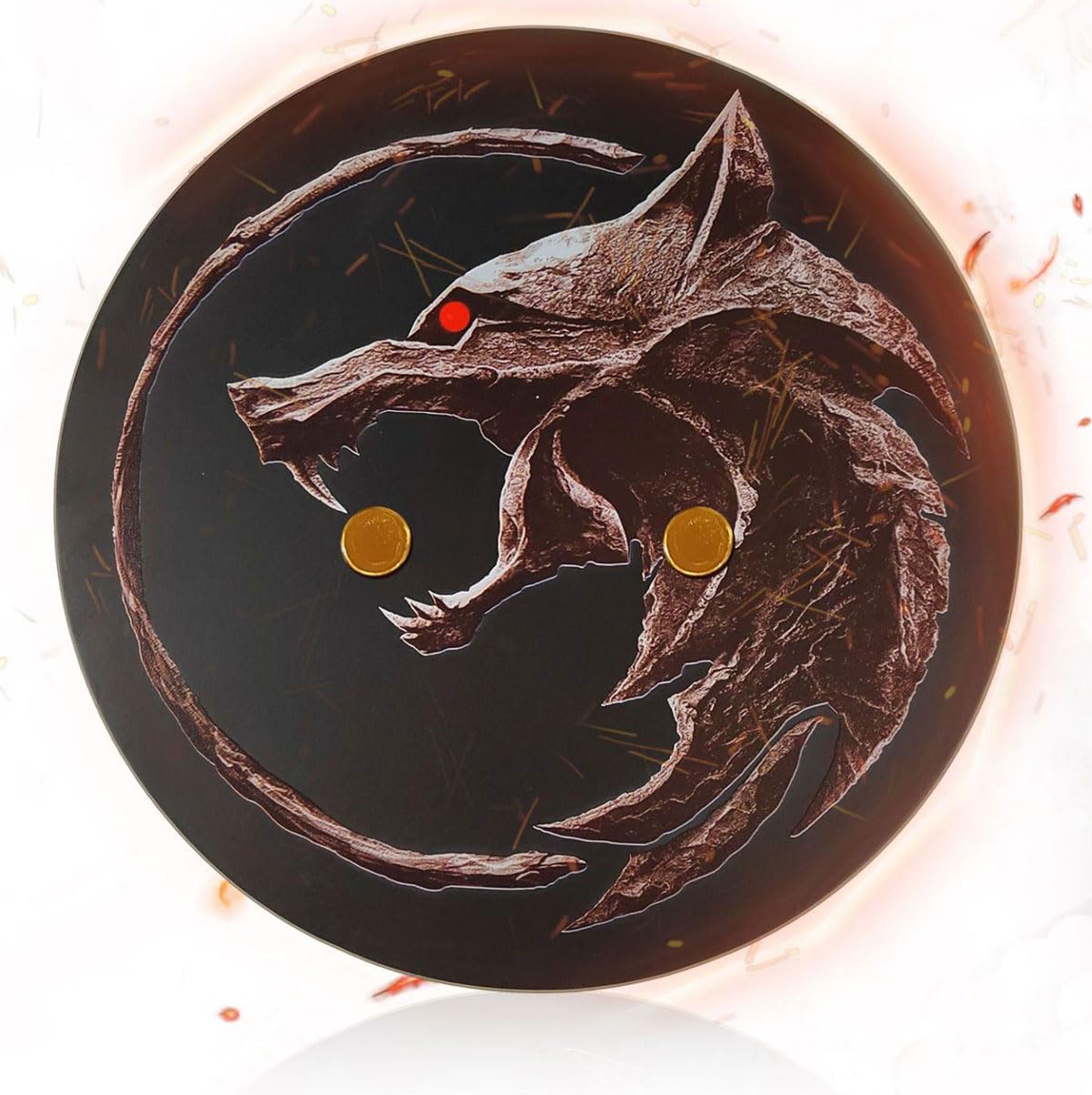 Witcher - Espositore da parete rotondo in legno per spada d'argento & spada d'acciaio di Geralt von Riva, supporto da parete decorativo per collezionisti, cosplay e appassionati di giochi e serie