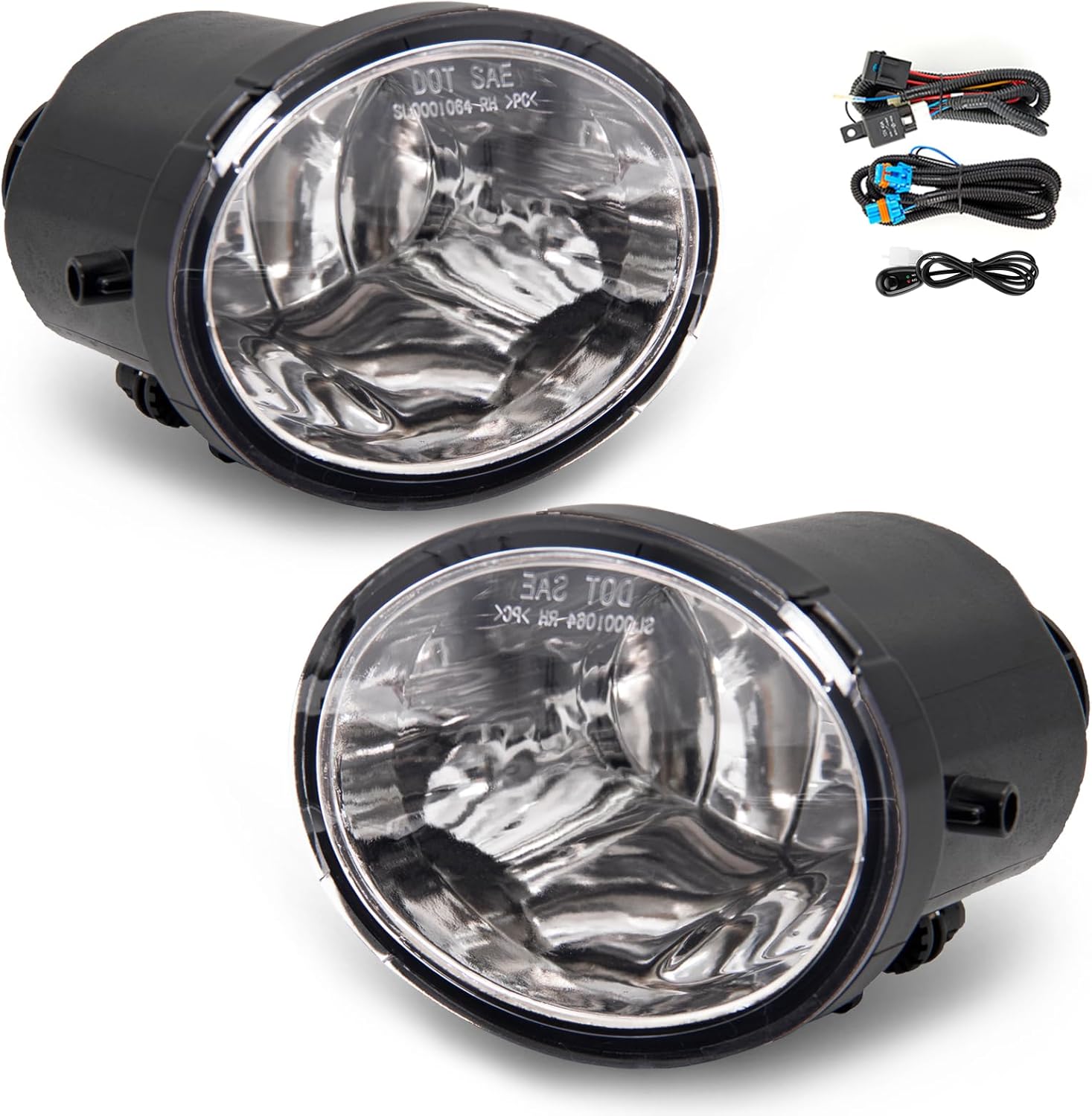 Driving Fog Lights Lamps Assembly for 2000-2006 Toyota Tundra(Not fit steel front bumper models), 2001-2007 Toyota Sequoia Fog Light Replacement with 9006 Bulbs & Switch and Wiring Kit