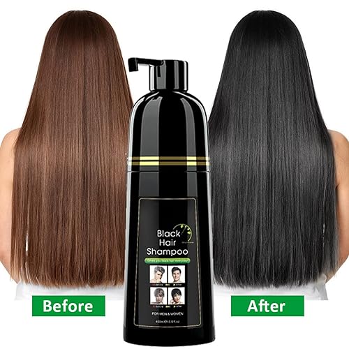 Miniatura 7 de Champú de tinte para el cabello negro, color negro instantáneo para cobertura de cabello gris, 5 minutos, mantiene el color del cabello al mes para