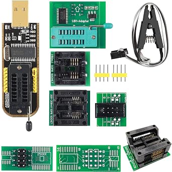 USB Programmer CH341A + 1.8V Adapter Board + SOIC8 Clip + SOP8 150mil 200mil SOP16 300mil Programming Adapter Test Socket for 24 25 Series Flash