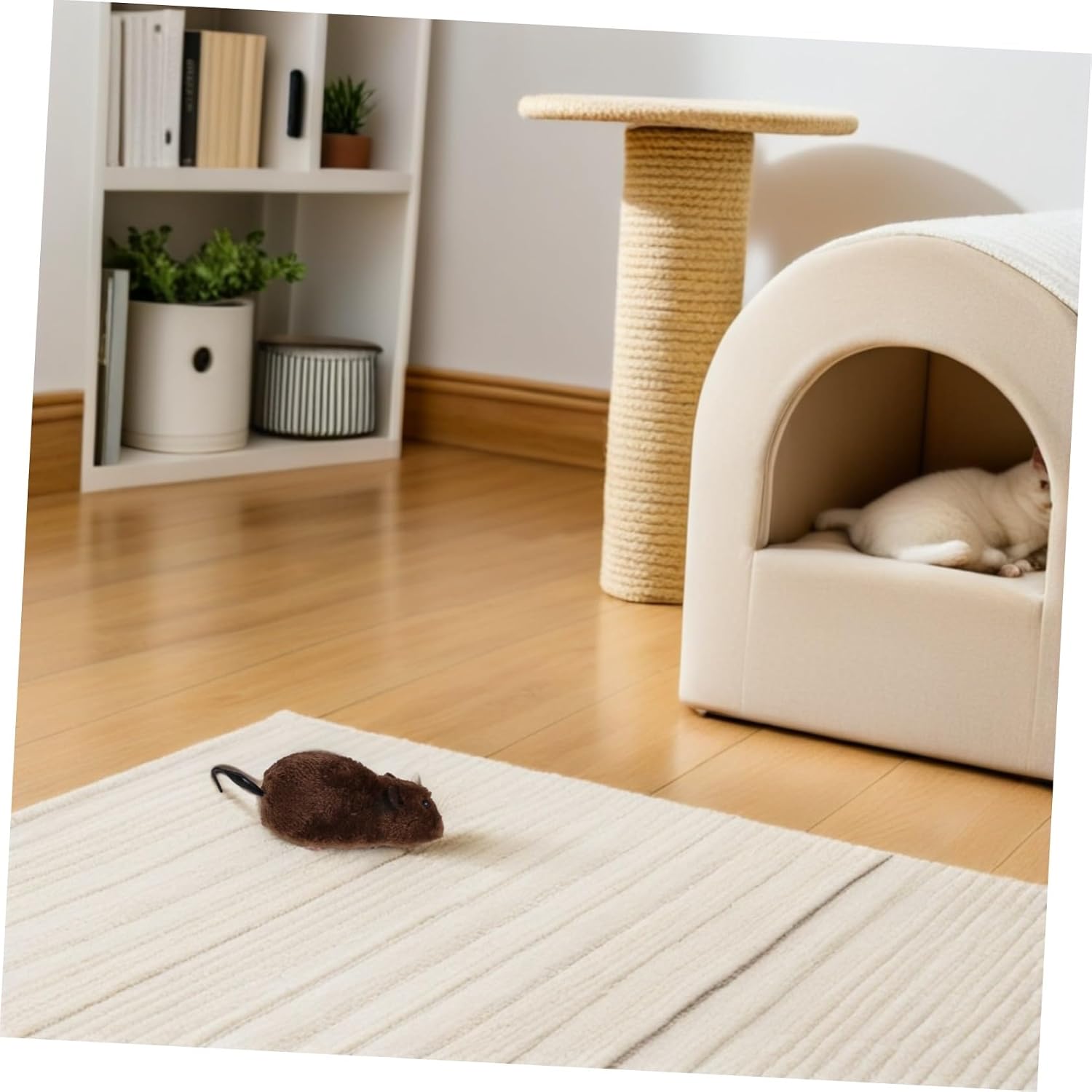 BESTOYARD Wind up Mouse with Twirling Tail for Cats Interactive Plush Mouse 6pcs Resilient Polyester Construction, Stimulates Hunting Instincts, for Cat Training and Entertainment