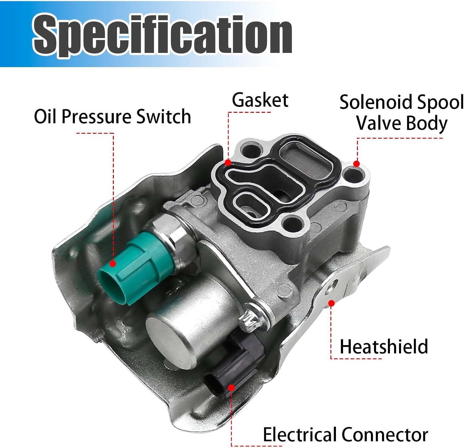 15810-RAA-A03 VTEC Solenoid Spool Valve Assembly with Oil Pressure Switch and Gasket, Replacement for CR-V 2002-2009 Replacement for Element 2003-2011, Replaces 15810-PPA-A01 15810-PNE-G01