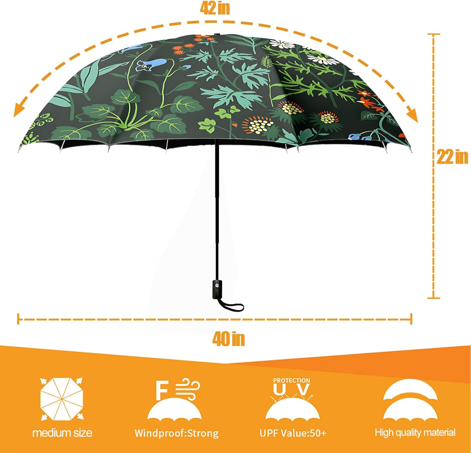 Small Compact Travel Automatic Folding Umbrella for Women, Portable Lightweight, Rain, Wind, UV Sun Shade