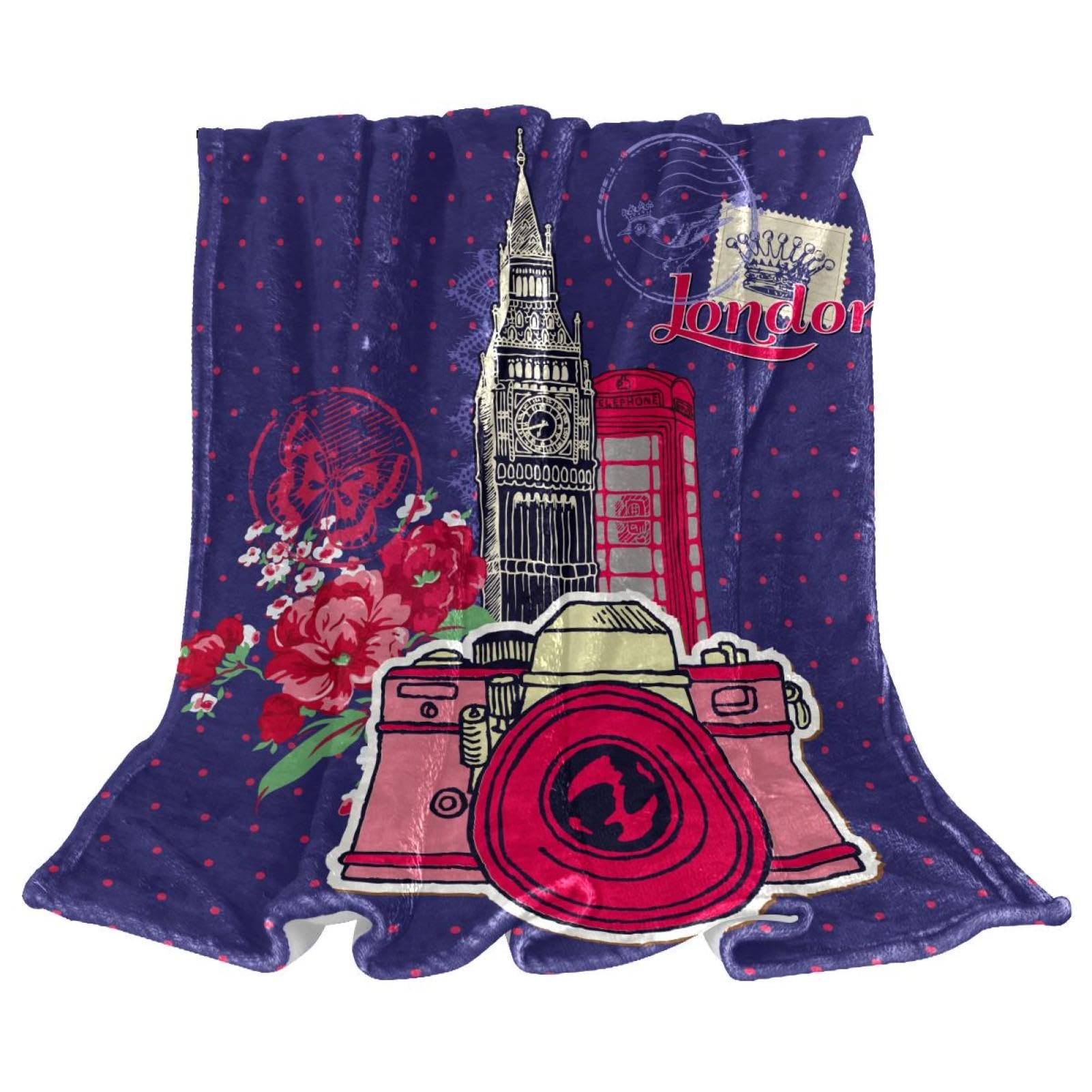 Couverture polaire Londres pour canapé jeté de lit doux et chaud en microfibre 150x100 cm