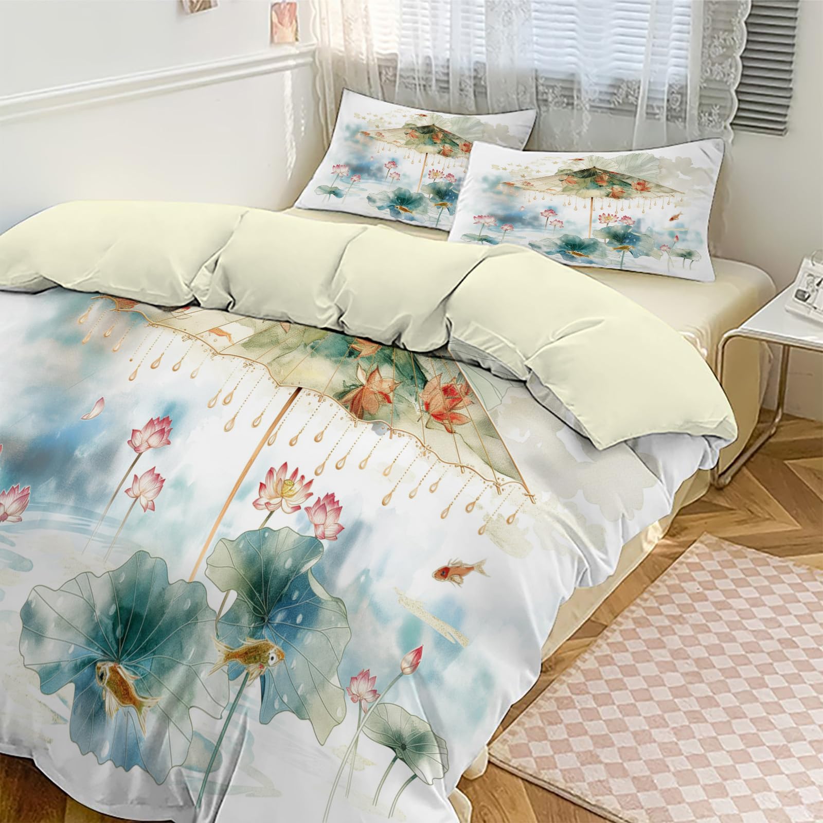 Housse de couette 240x260 cm zippée pour enfiler le lit facilement