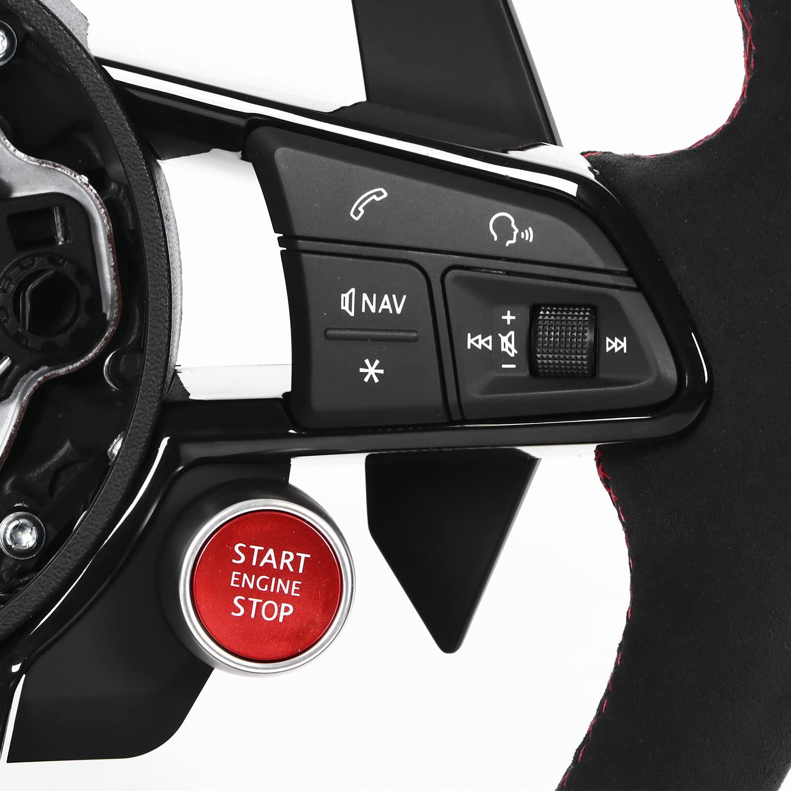 Gonetre Volante di Ricambio in Pelle Nappa con Fondo Piatto, Tipo D, Design da, Incluso Pulsante Start Stop e Pulsante di Selezione Guida per RS3 RS4 RS5 RS6 RS7 TT Modelli Dal 2010
