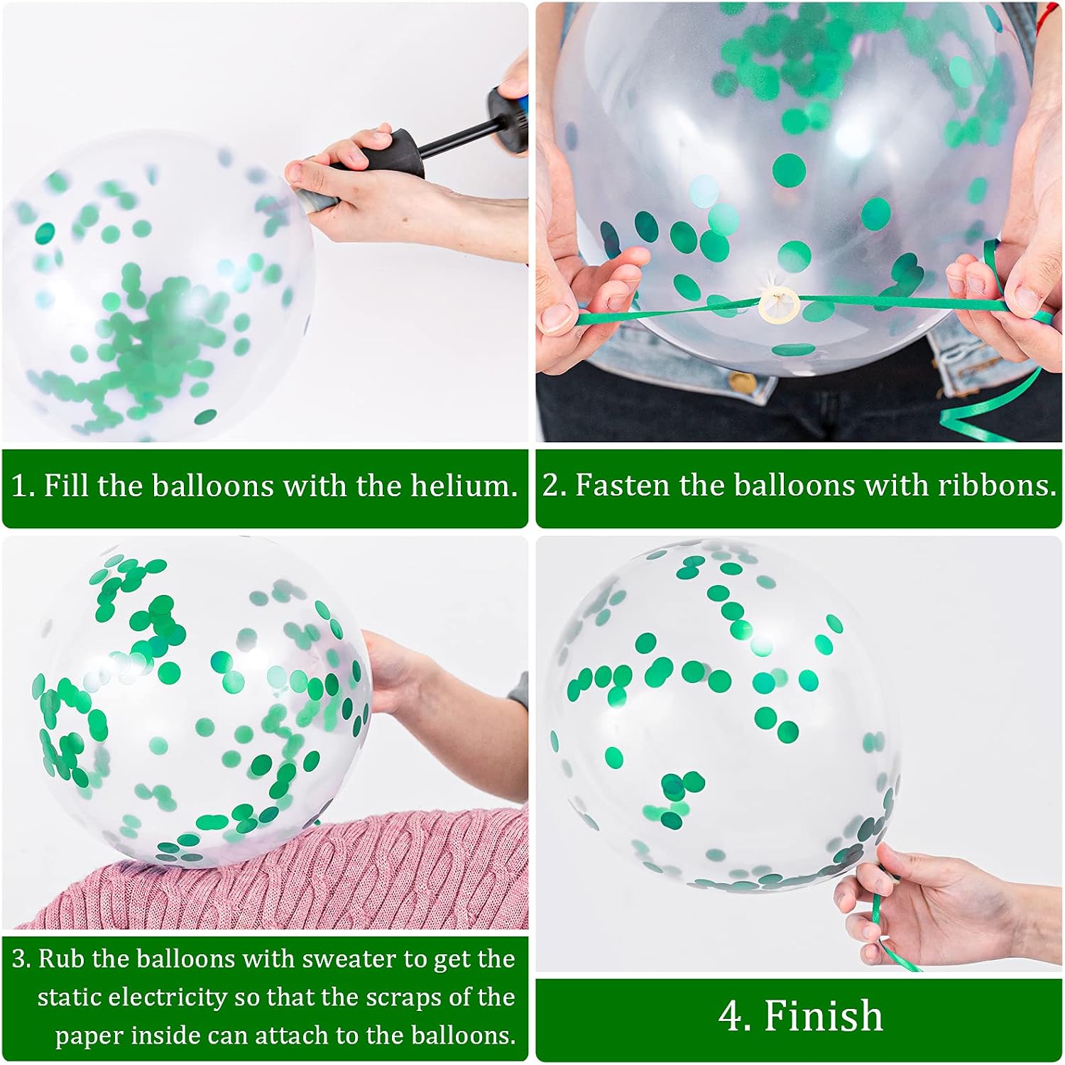 Whaline 60Pcs Graduation Party Balloons Set 7 Designs Green White Confetti Latex Balloon with 2 Rolls Green Ribbon Grad Cap Congrats Grad Balloon for Class of 2026 Graduation Party Decoration Supplies