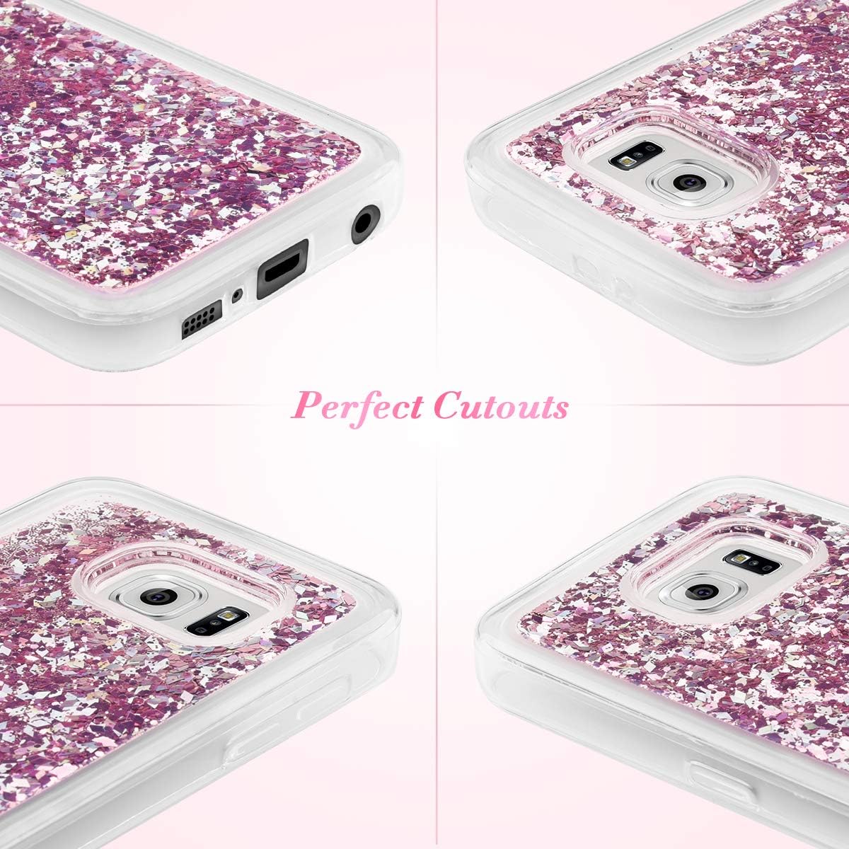 Caka Galaxy S6 Case, Galaxy S6 Glitter Case Liquid Series Luxury Fashion Bling Flowing Liquid Floating Sparkle Glitter Girly Soft TPU Case for Samsung Galaxy S6 (Rose Gold)