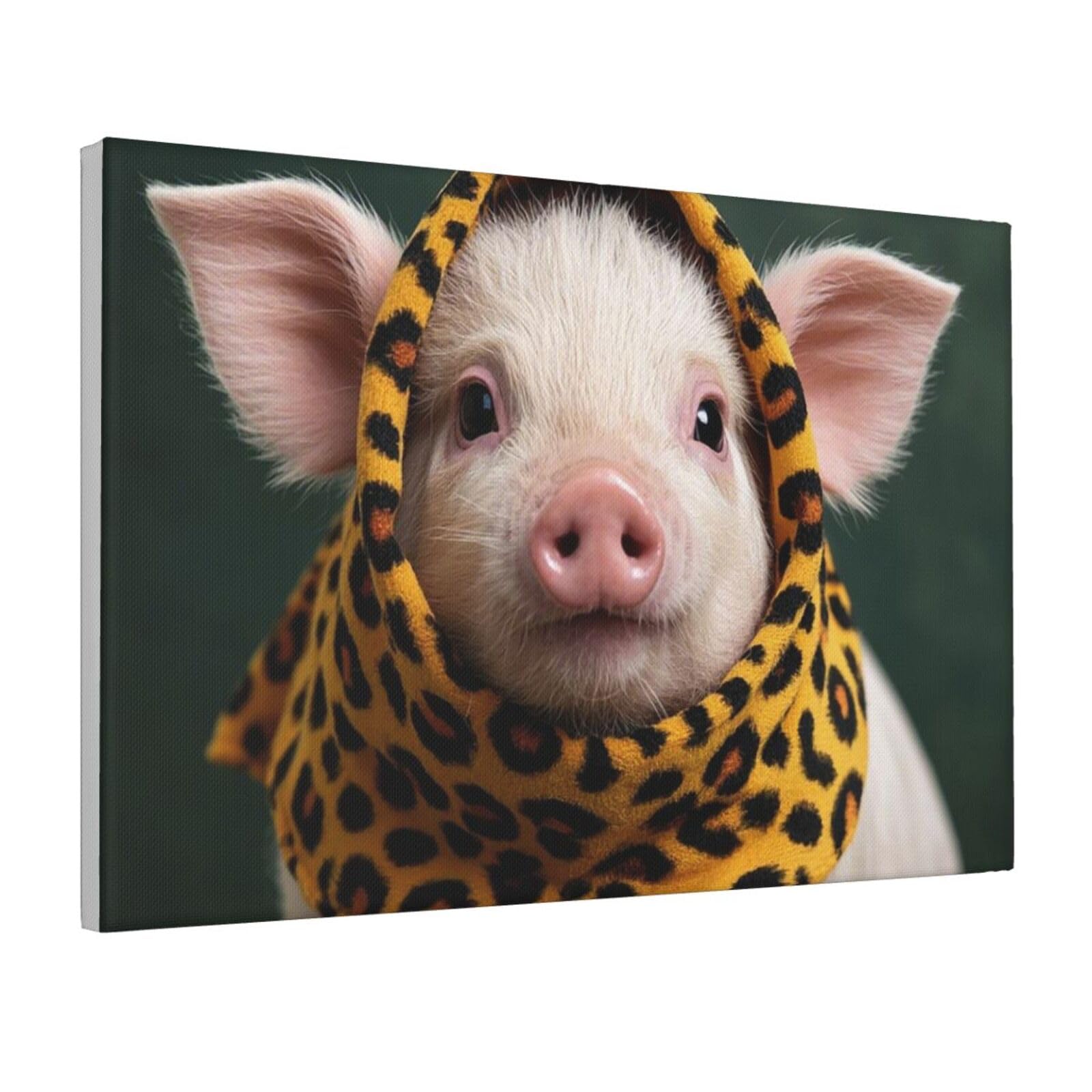 Framed Wall Art for Living Room Art Work, Funny cute piggy Picture Prints Modern Office Wall Paintings Poster Aesthetic Wall Decorations for Home Decor Ready To Hang 8"x12"