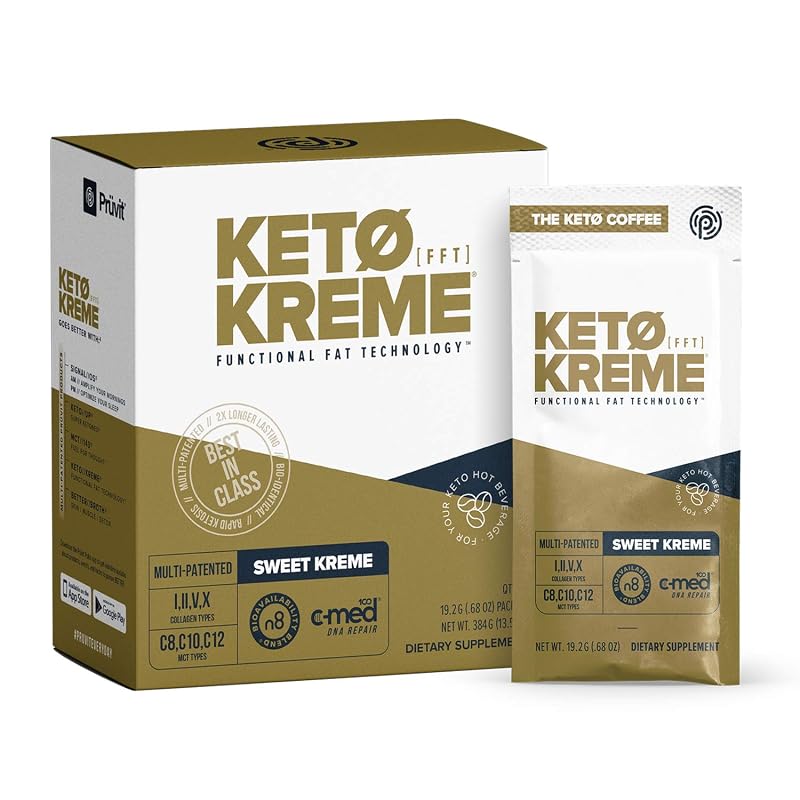 Prüvit Keto//Kreme — óleo MCT em pó com colágeno — 20 sachês