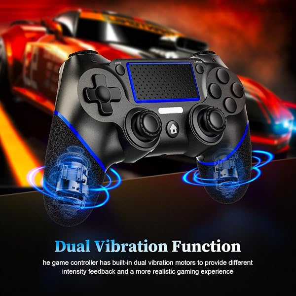 Shiptree Controller Wireless per PS-4, Gamepad Joystick Controller per Ps4/Pro/Slim/PC, Batteria da 600mAH, Doppia Vibrazione, Giroscopio, jack per Cuffie da 3,5mm,Touch Panel - 4