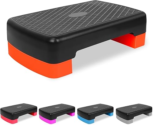 Entrenador de plataforma aeróbica de entrenamiento de ejercicio, escalón aeróbico de 18 pulgadas con elevadores de altura ajustable de 4 a 6 pulgadas