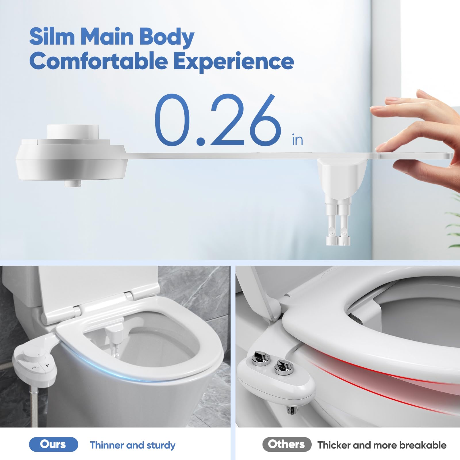 Pulvérisateur Bidet non électrique, Bouton poussoir réglable Toilette Japonaise pour eau froid de toilette bidet Abattant WC Alle De Bain avec Double Buses rétractables autonettoyantes