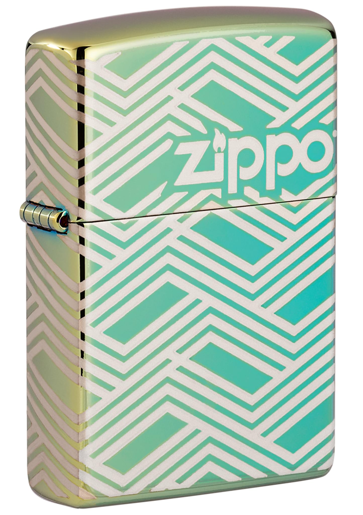 Windproof Lighter, Abstract Laser Design – High Polished Teal, Laser 360° – Refillable, Reusable, Windproof Design – Comes in Gift Box – Made in USA