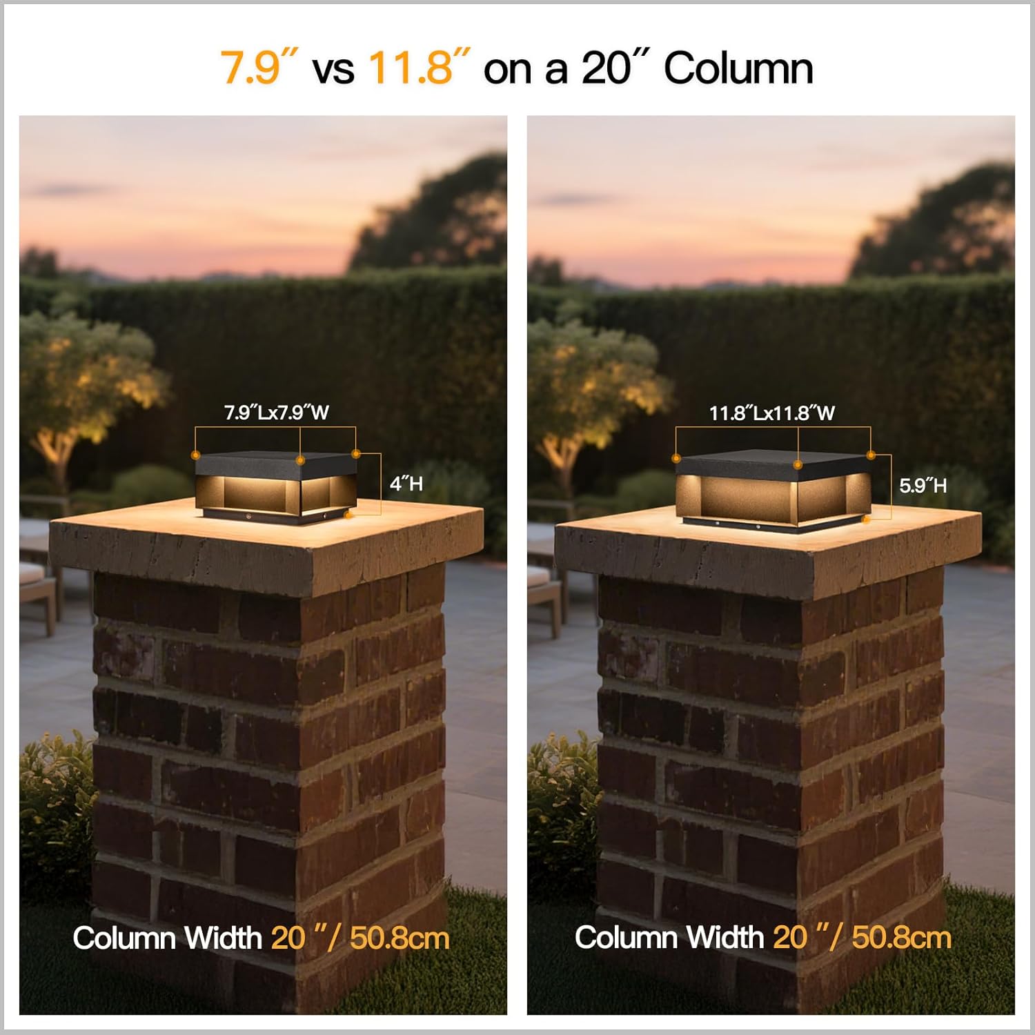 MVBT Outdoor Post Lights, 11.8" Column Lights AC100-240V, Waterproof Modern Pillar Lamp Electric, Patio Driveway Gate Post Light Hard Wired, 3000K LED Fence Deck Landscape Lighting for Pathway Garden