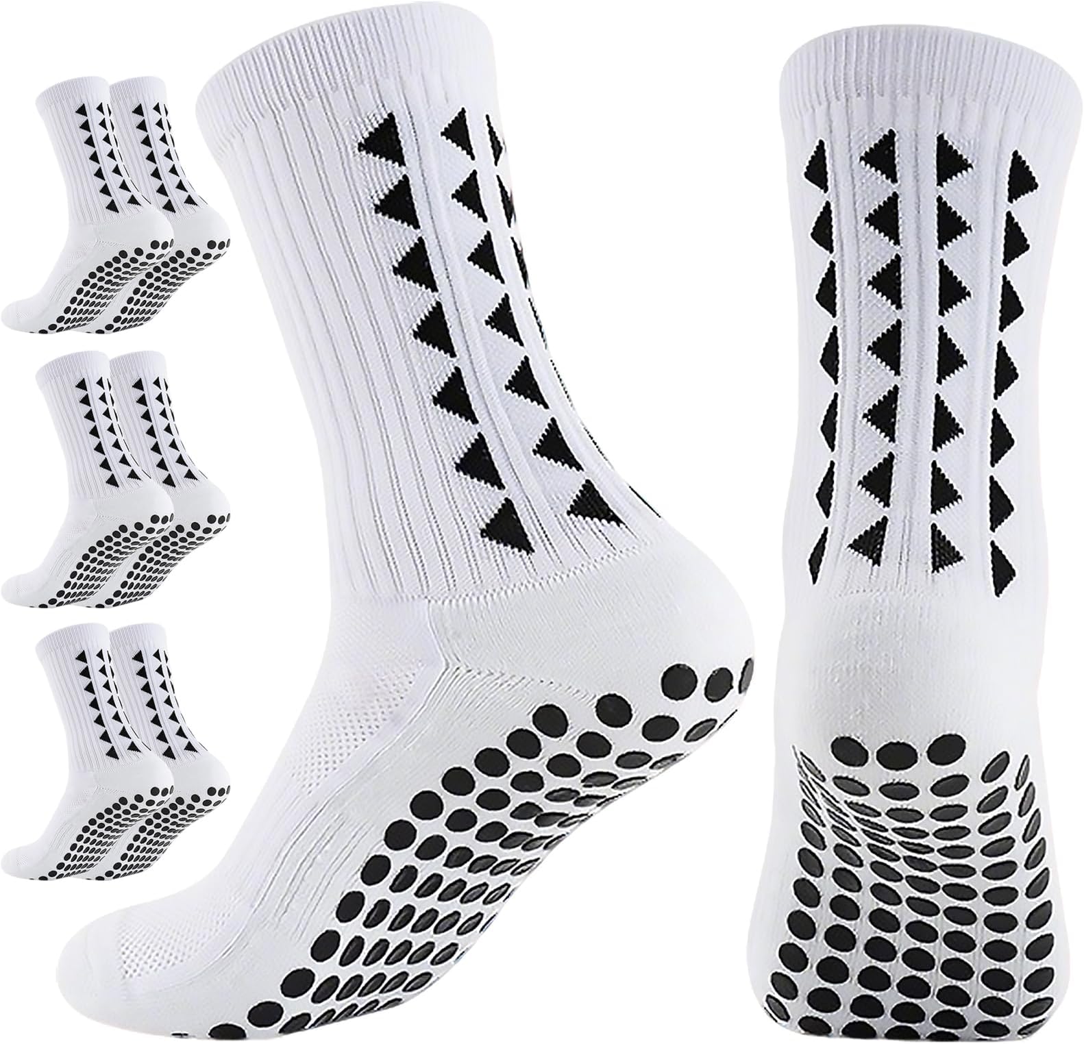 3 Pairs Non Slip Football Socks, Football Grip Socks for Men, Soccer Socks with Rubber Dots for Yoga Running Hiking