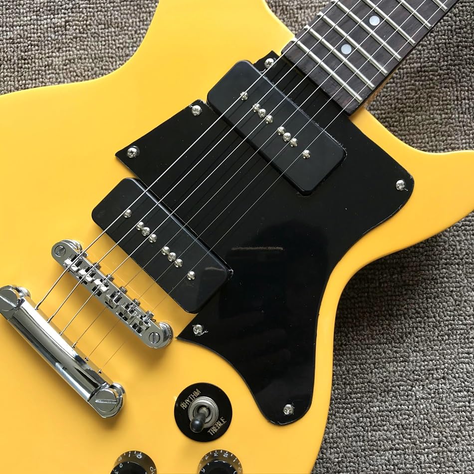 Chitarra elettrica gialla personalizzata con tastiera in palissandro e hardware cromato - Guitarra Electrica