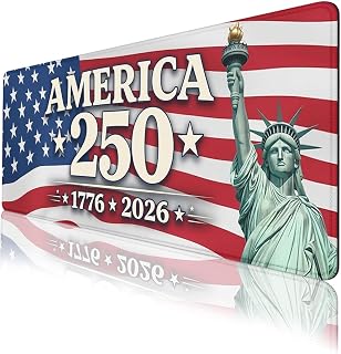 America 250 マウスパッド 自由の女神 アメリカ国旗 マウスパッド 拡張 大型ノートパソコン キーボード ノンスリップラバーベース ステッチエッジ ホームオフィス コンピューター キーボード ノートパソコン用 31.5x11.8インチ
