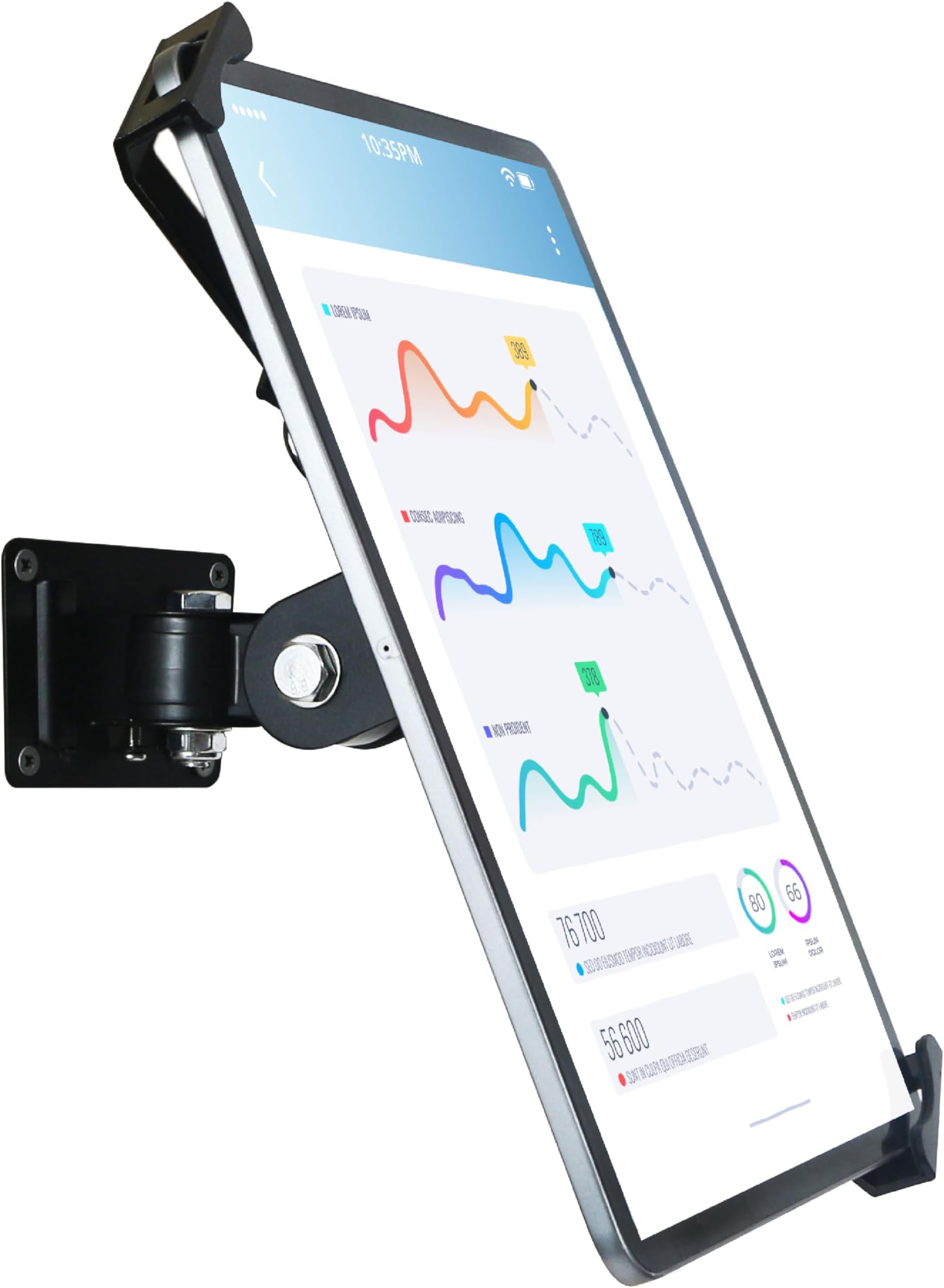 Tablet Wall Mount Holder with Lock & Key, Rotate Arbitrary Adjustment,Multi Angle,Bracket for Most 11 to 13 Inch,and for 10.2",10.5",10.9",11",12.9" iPad& Galaxy tab,and More (Black)